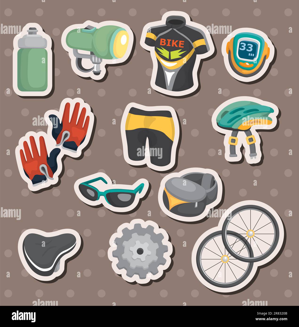 cartoon bicycle equipment stickers Stock Vector Image & Art Alamy