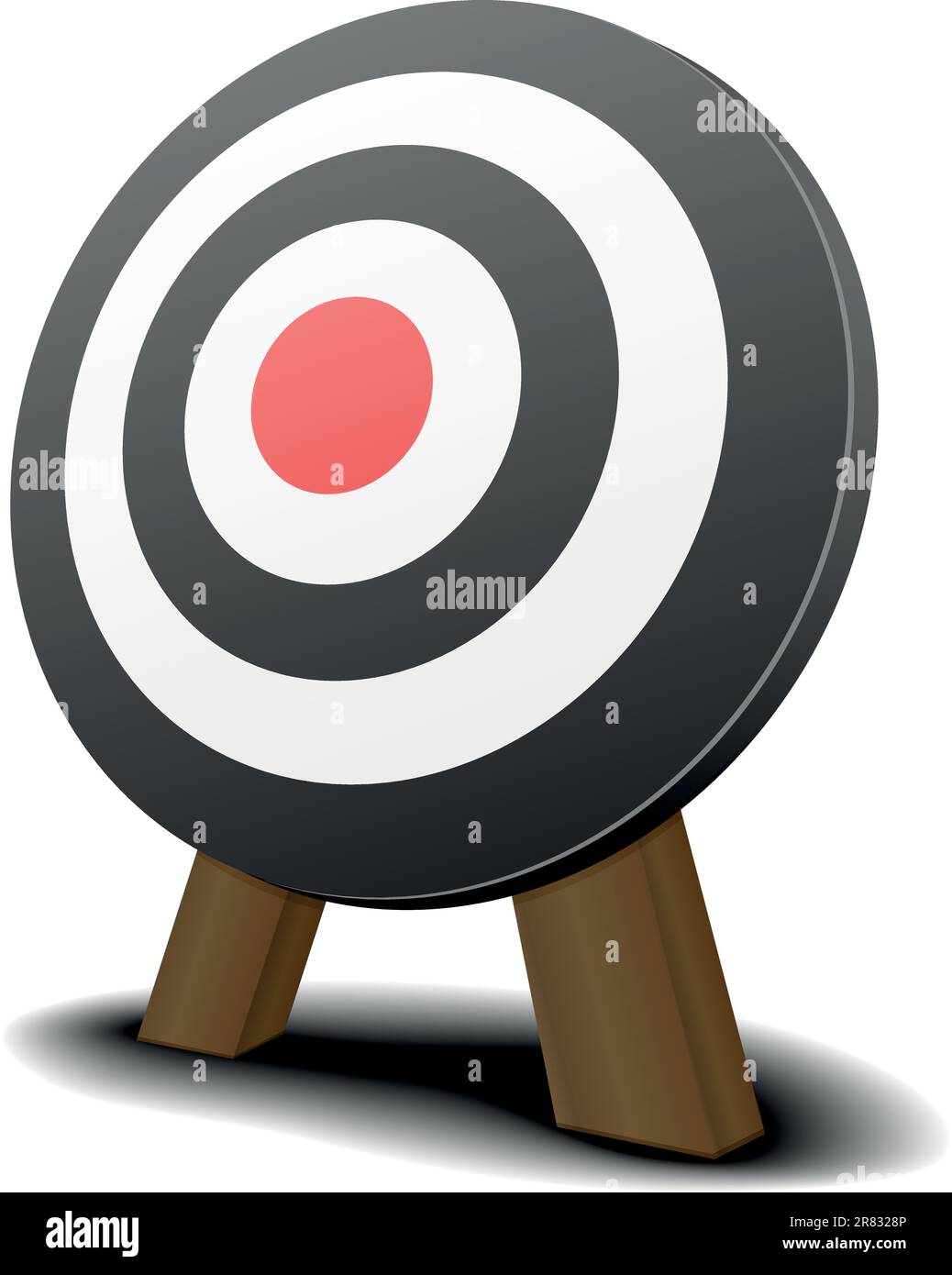 illustration of a black and white target with a red center Stock Vector