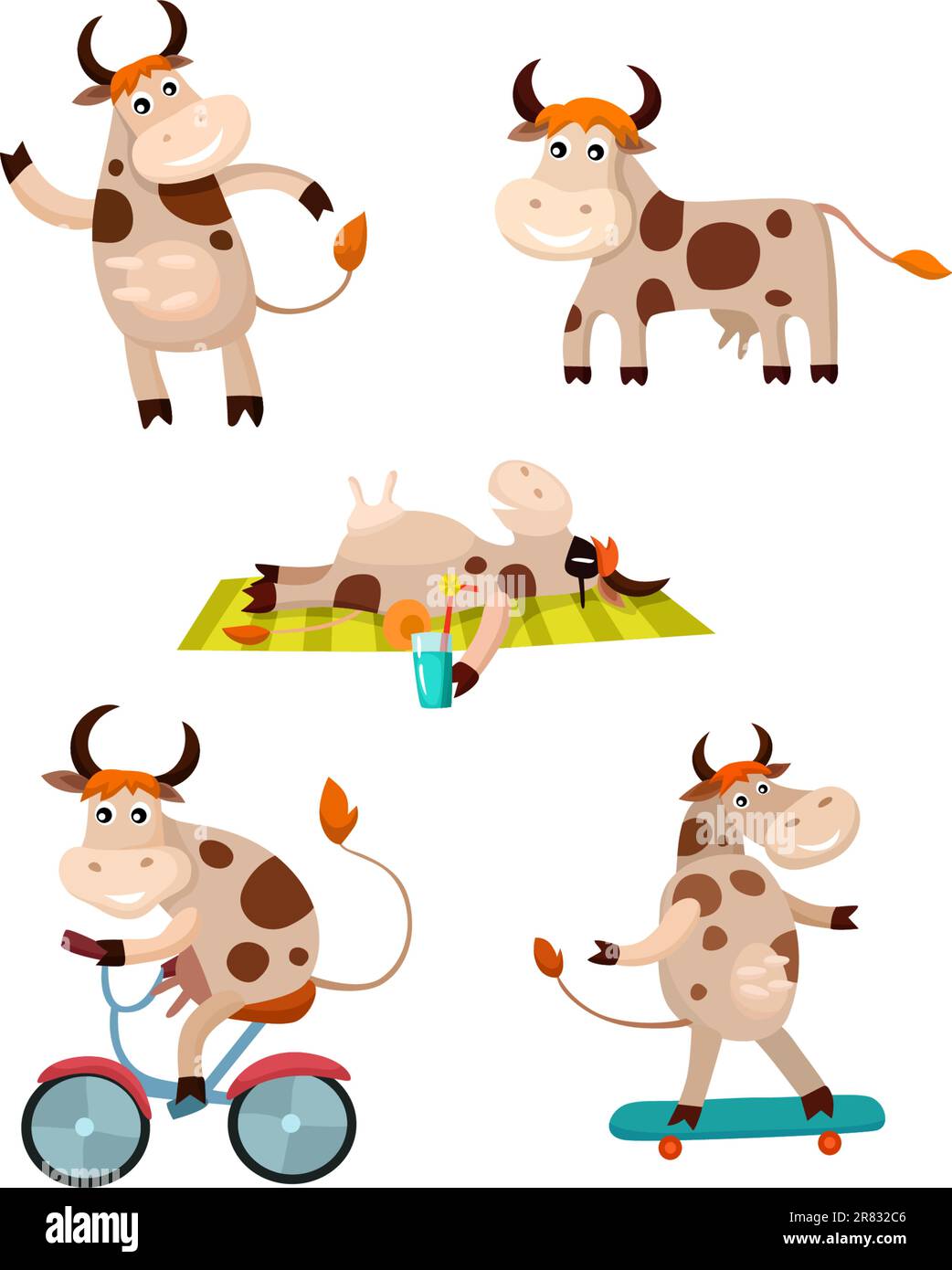 vector illustration of a cute cow set Stock Vector Image & Art - Alamy