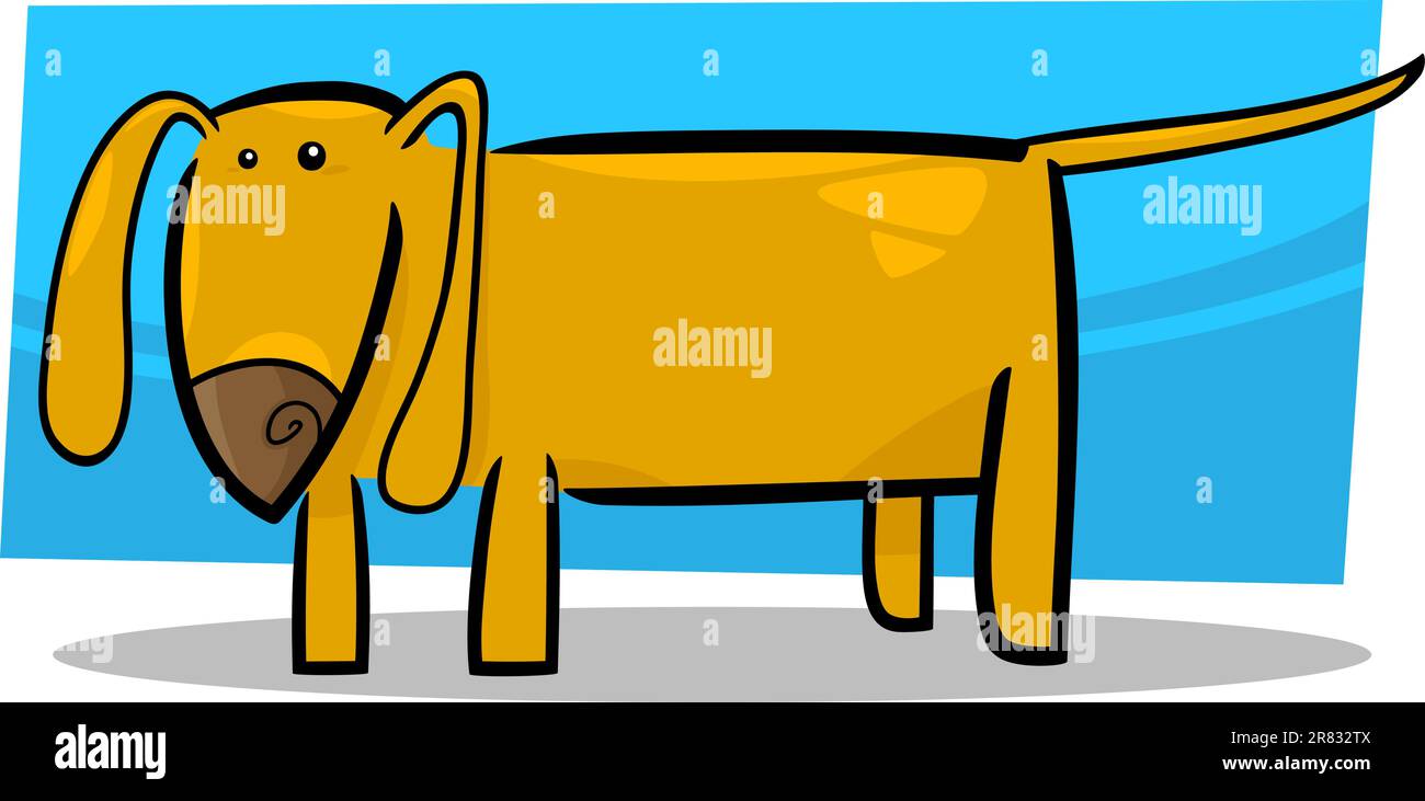 cartoon doodle illustration of funny yellow dog or puppy Stock Vector