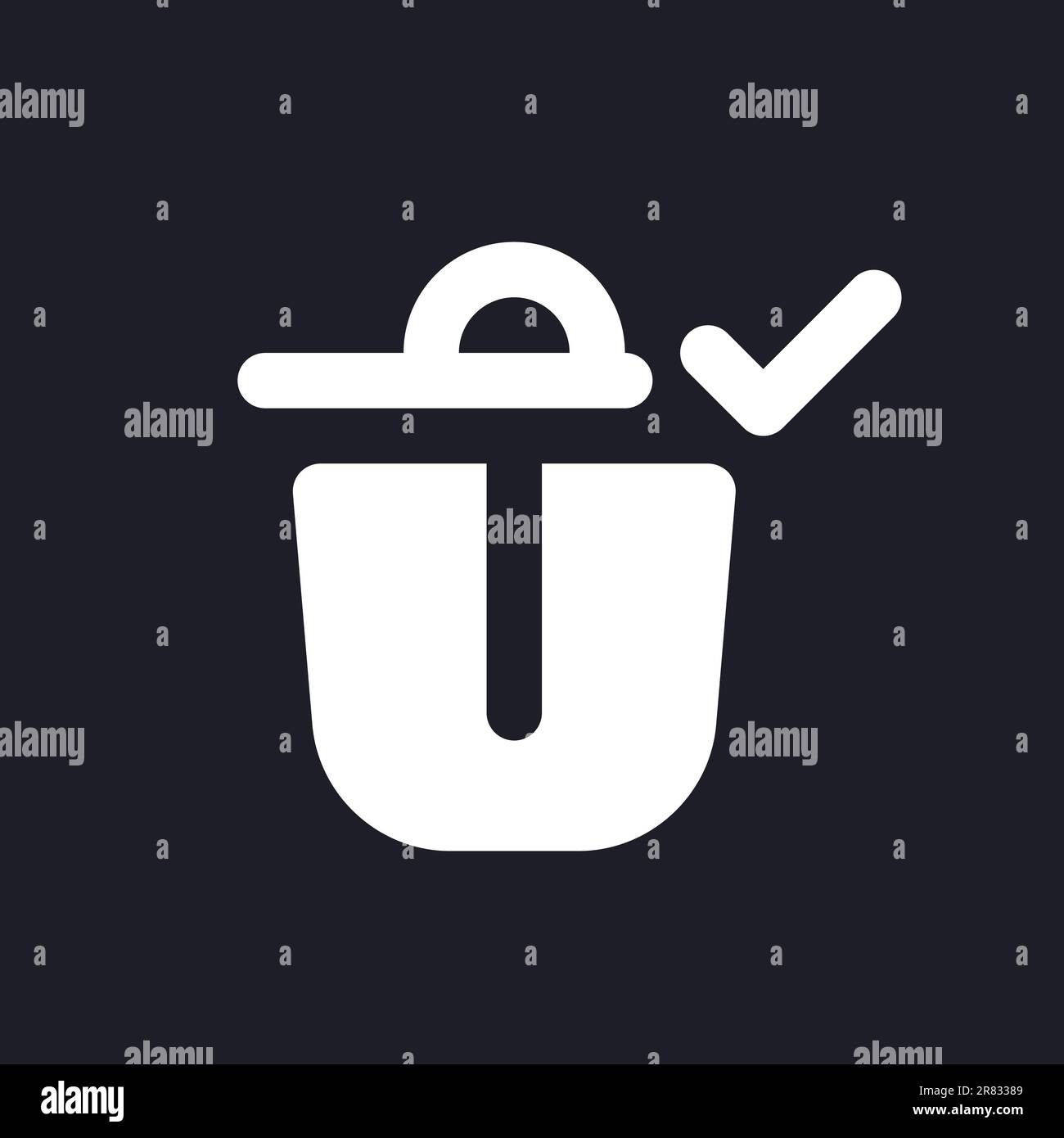 Successfully deleted white pixel perfect solid ui icon Stock Vector