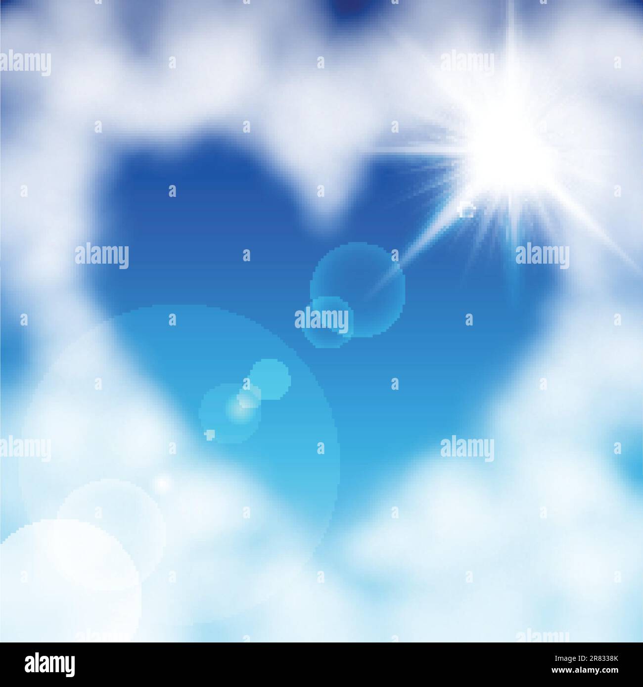 Heart shaped cloud in the blue sky. Valentine`s day illustration Stock ...