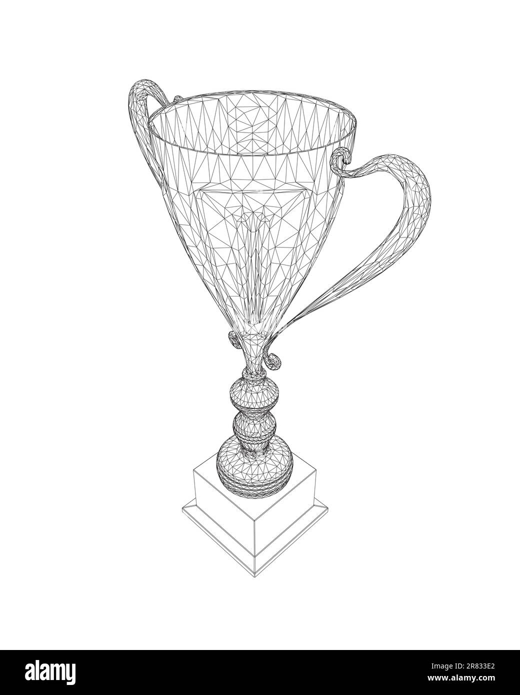 Wireframe Trophy cup. Winner's trophy icon vector is a symbol of