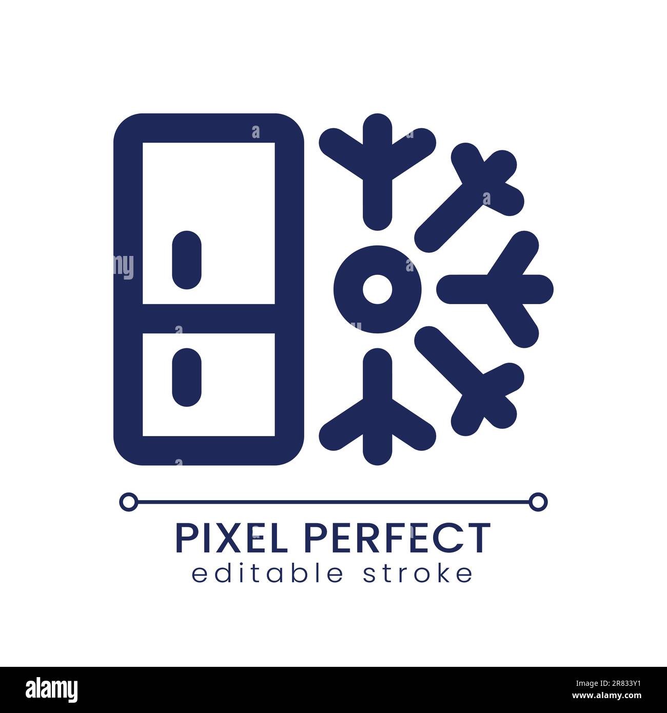 Refrigerator pixel perfect linear ui icon Stock Vector