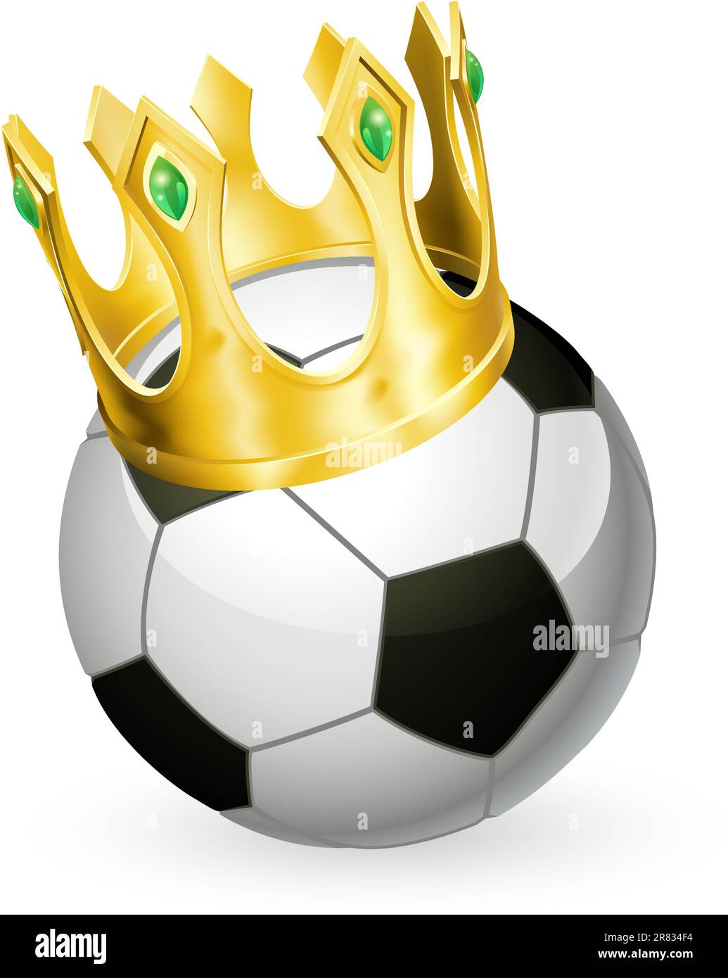 King of soccer concept, a football soccer ball wearing a gold crown Stock Vector