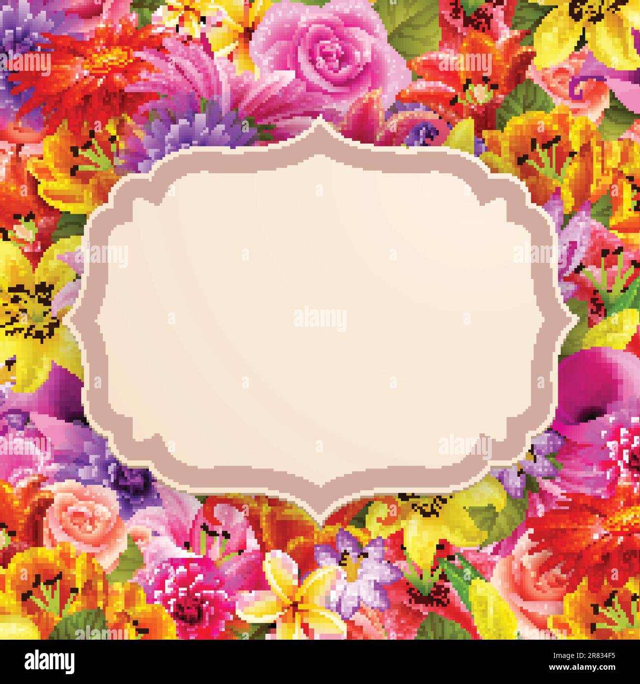 Card with place for text on flower background. Vector illustration ...