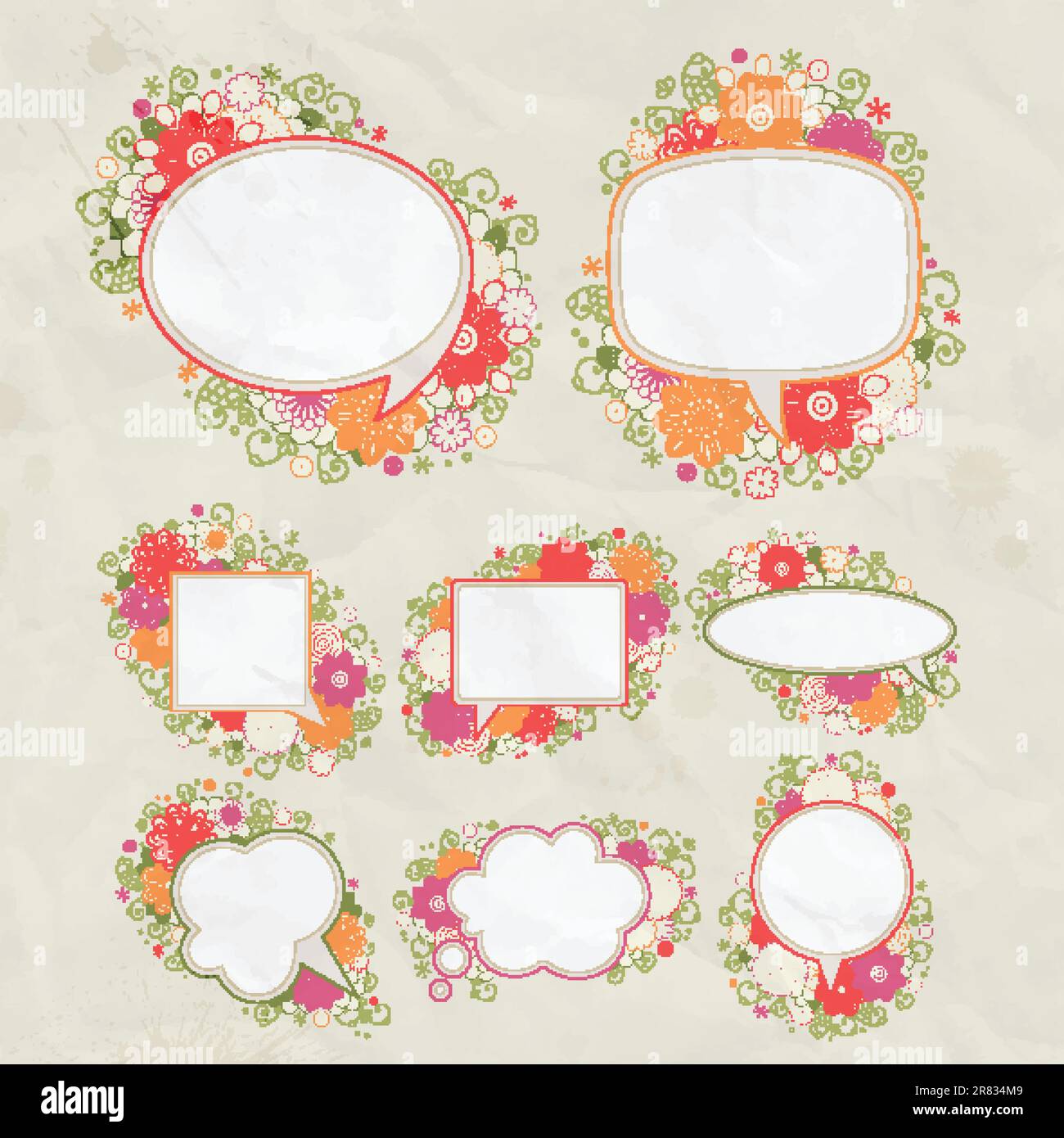 Vector set: hand drawn floral design bubbles Stock Vector Image & Art ...