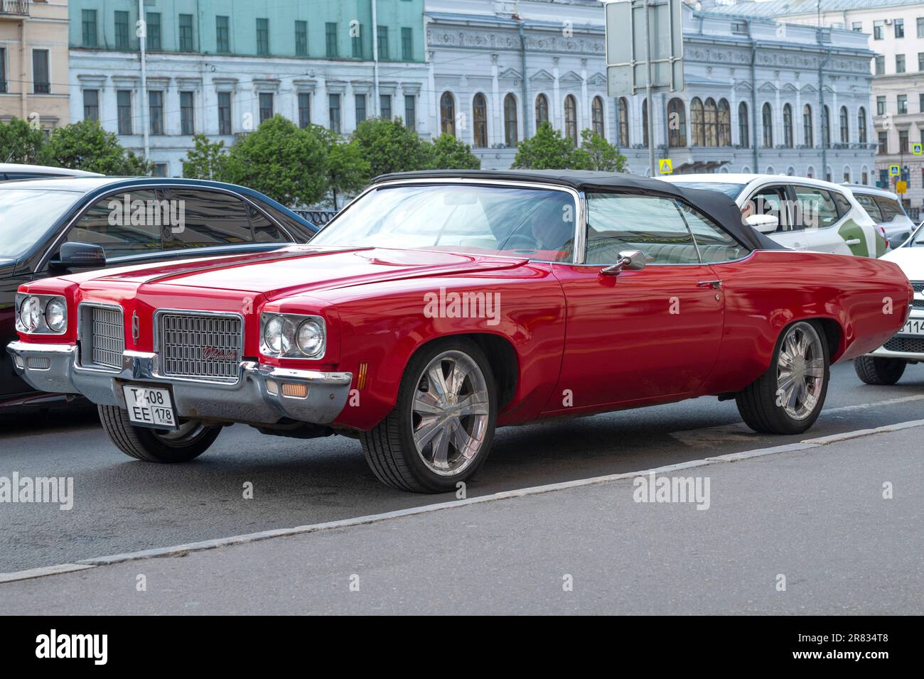 SAINT PETERSBURG, RUSSIA - MAY 26, 2023: American car of the Oldsmobile Cutlass III in the city street Stock Photo