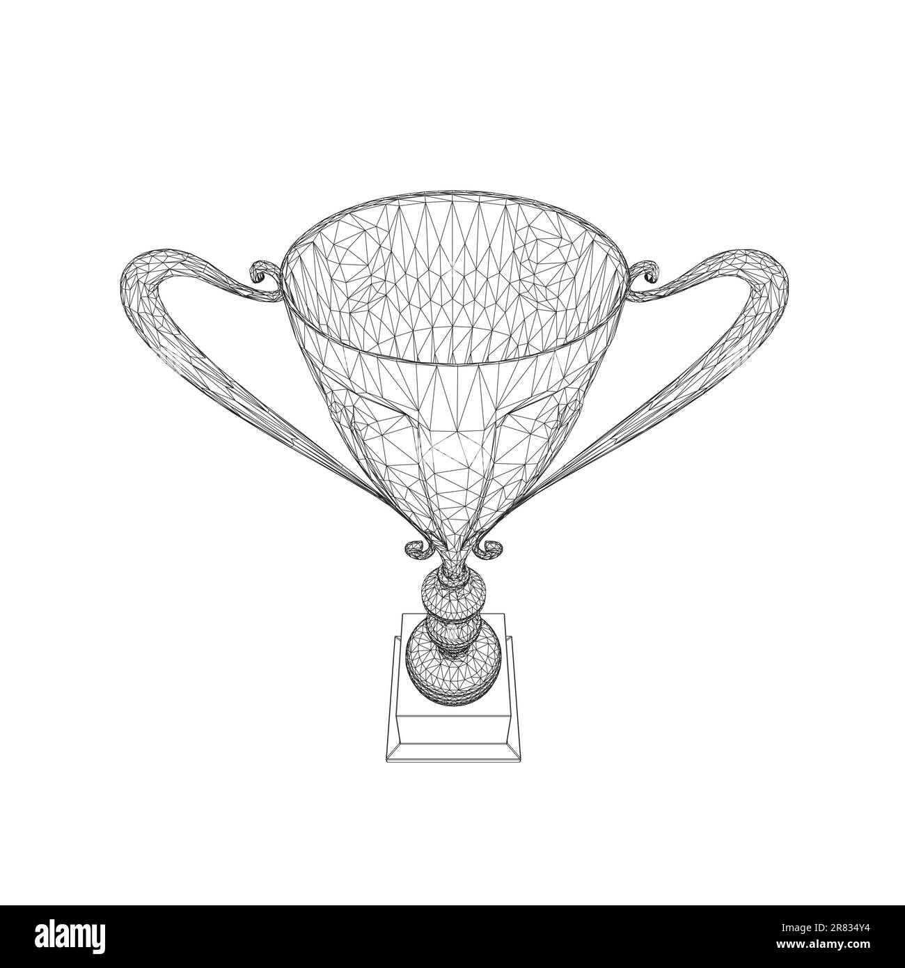 Wireframe Trophy cup. Winner's trophy icon vector is a symbol of