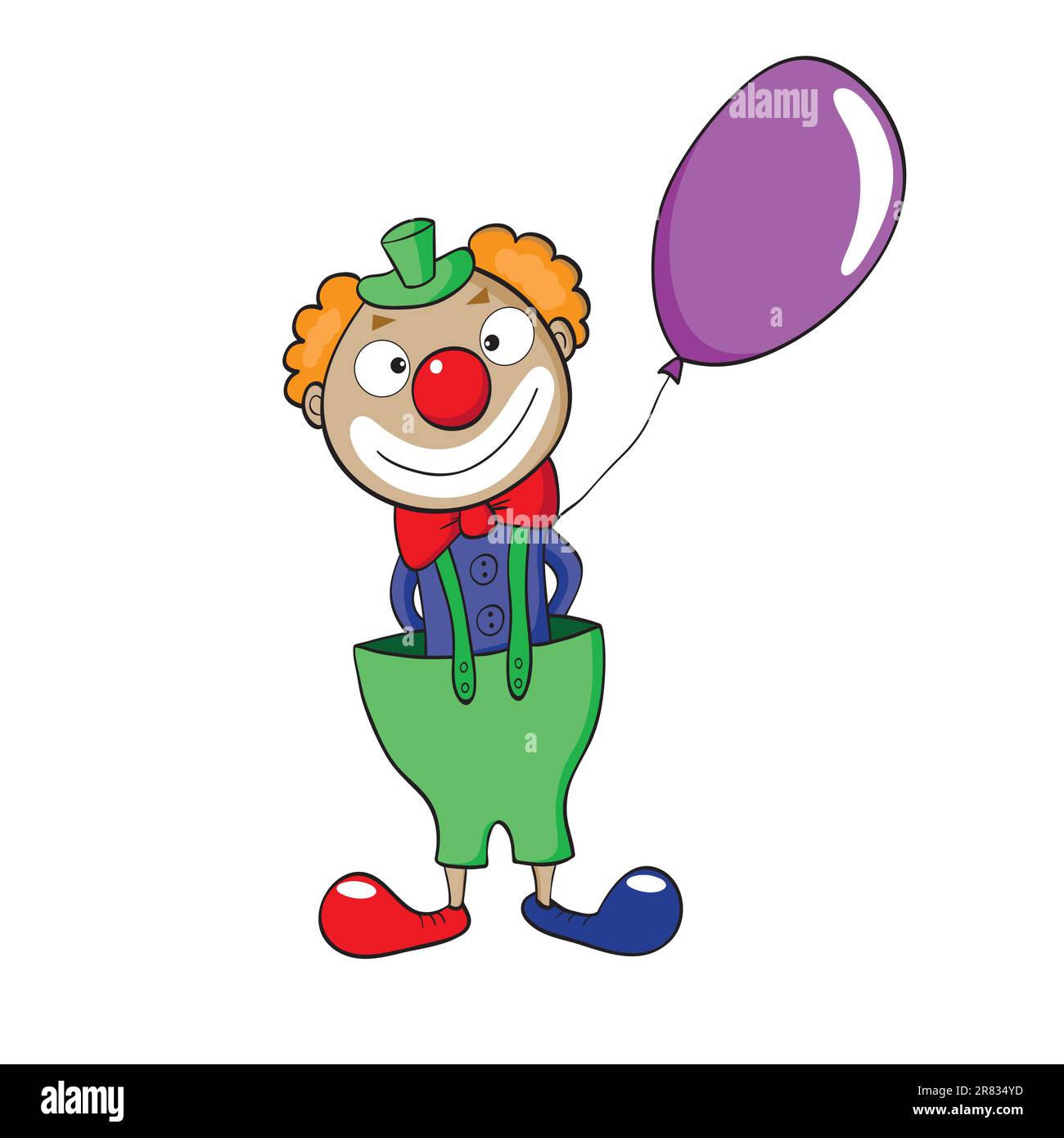 Vector illustration of smiling cartoon clown with balloon Stock Vector ...