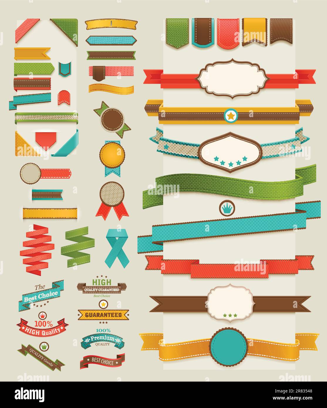 Set of retro ribbons and labels. Vector illustration Stock Vector Image ...