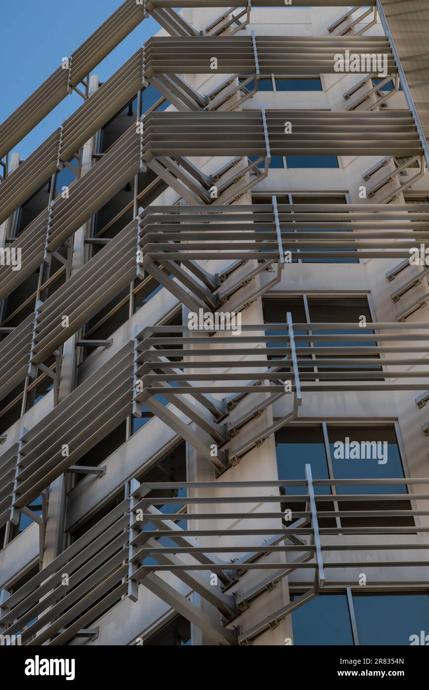 A highrise building displaying significant use of metal materials in
