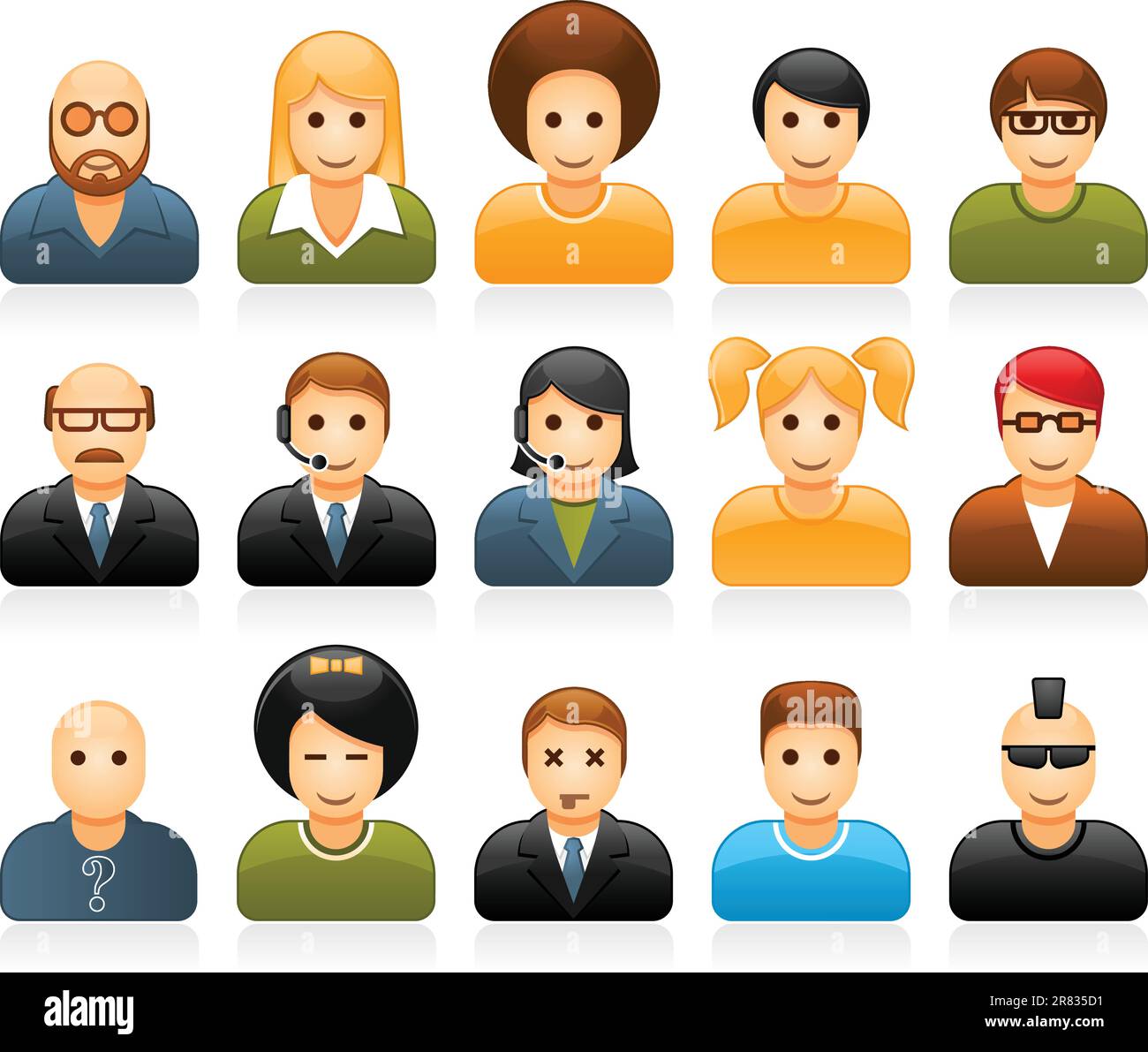 Glossy people avatars with different style and hairdo Stock Vector