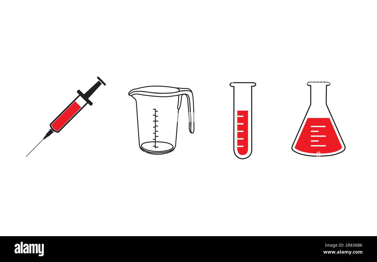 Laboratory stuff on a white background with copy space Stock Vector