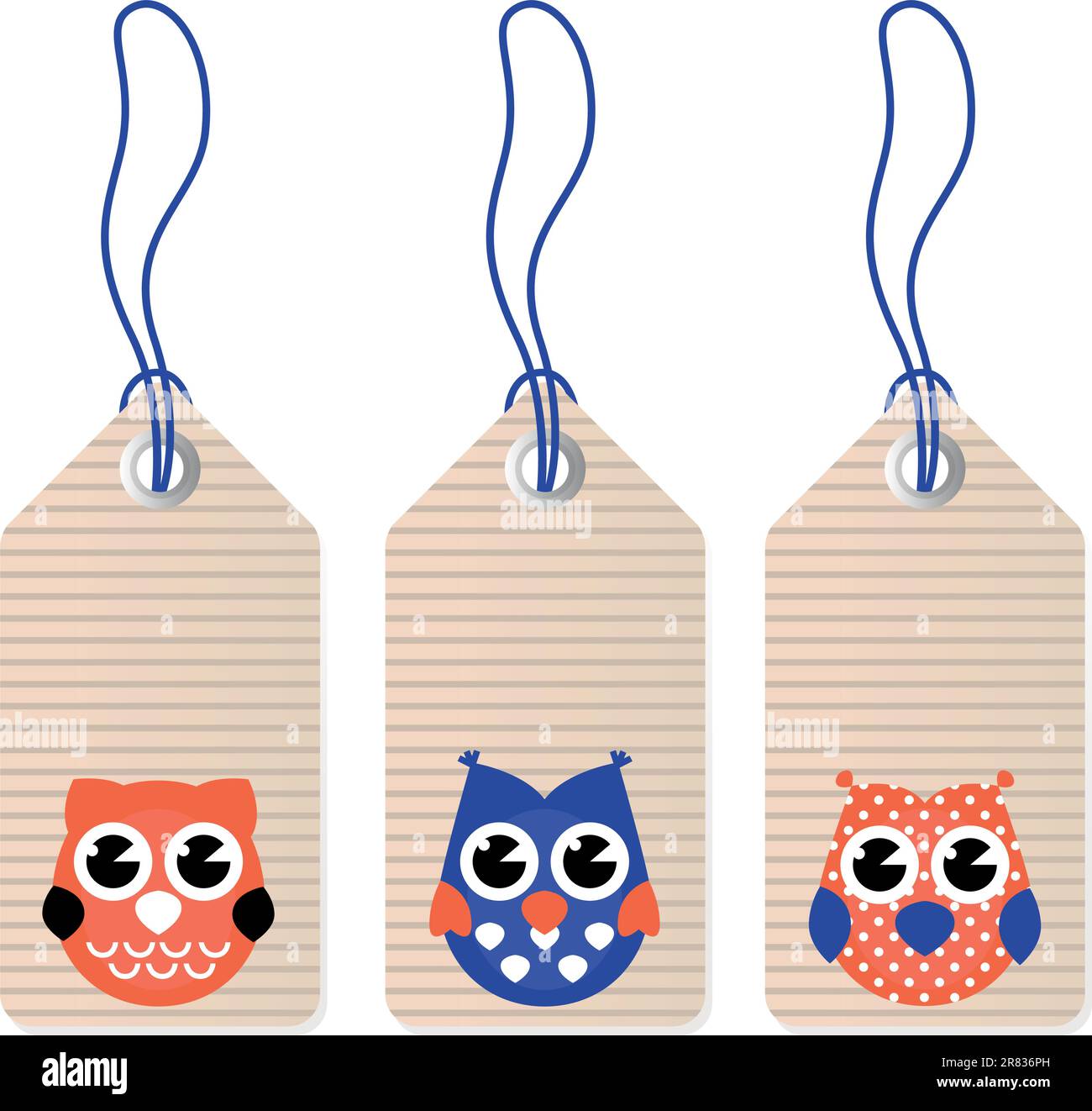 Halloween owl tags isolated on white Stock Vector