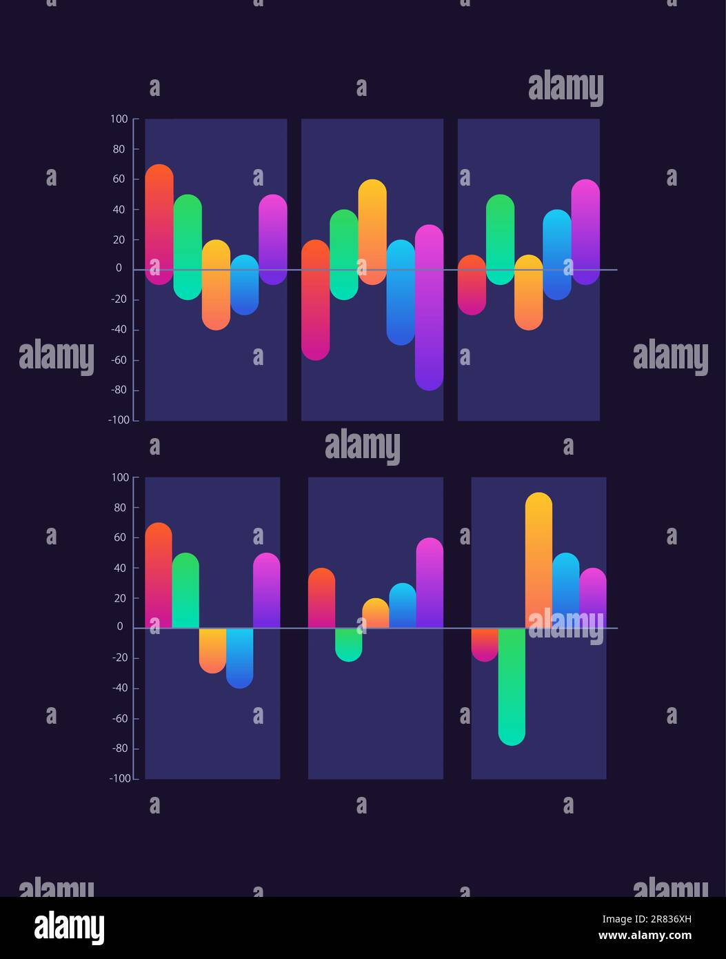 Opposite directions gradient infographic chart design template set for Chart Design Writing