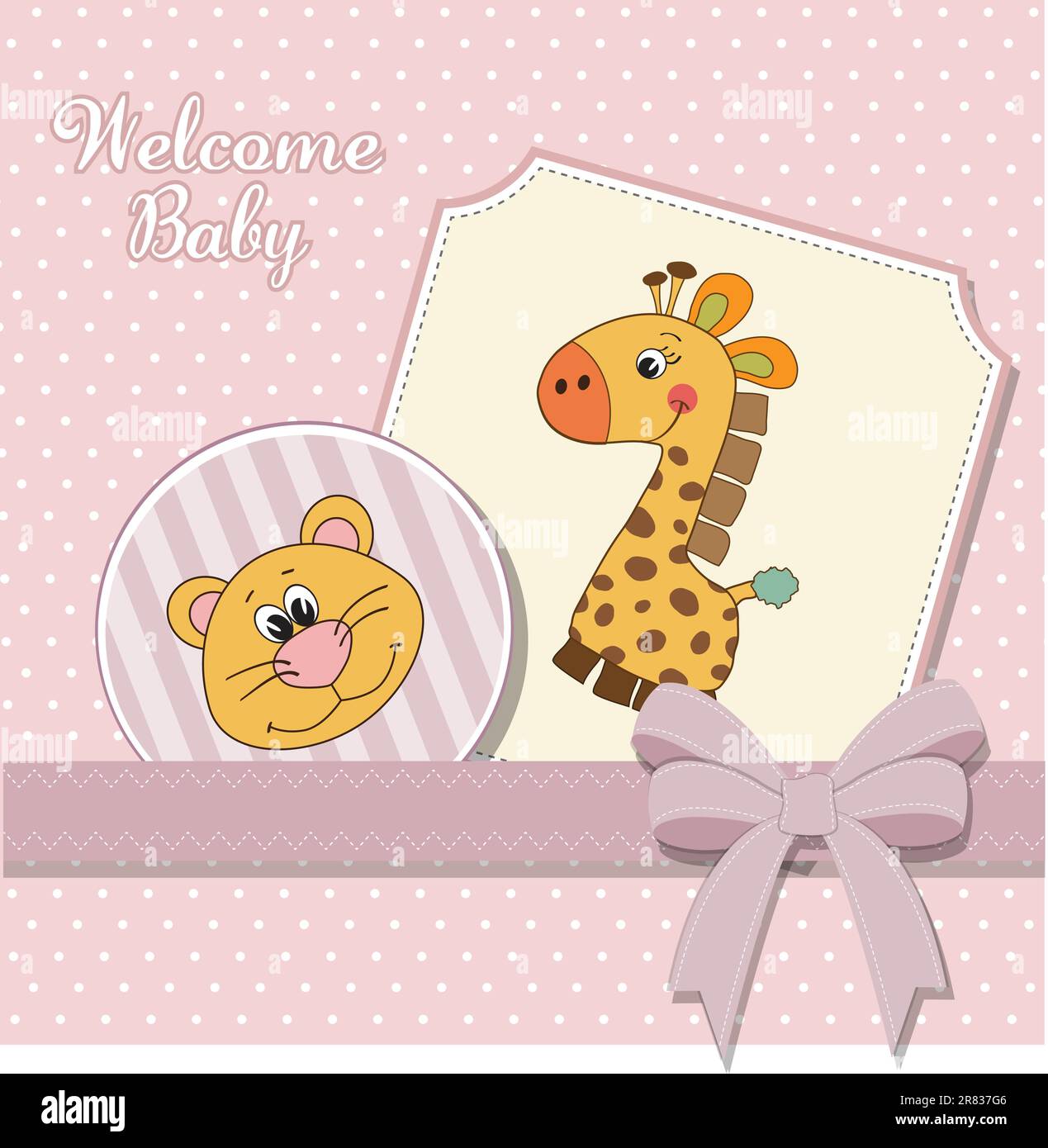 new baby announcement card with giraffe Stock Vector