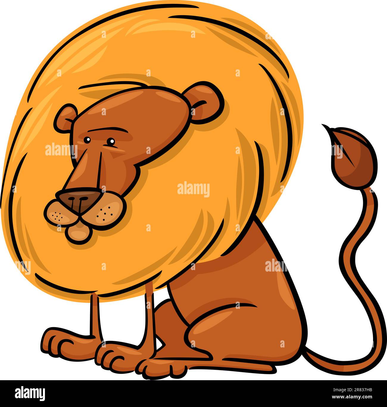 Cartoon Illustration of Cute African Lion Character Stock Vector