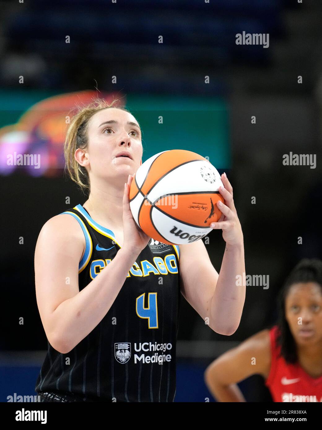 Chicago Sky's Marina Mabrey eyes a free throw in a WNBA basketball game