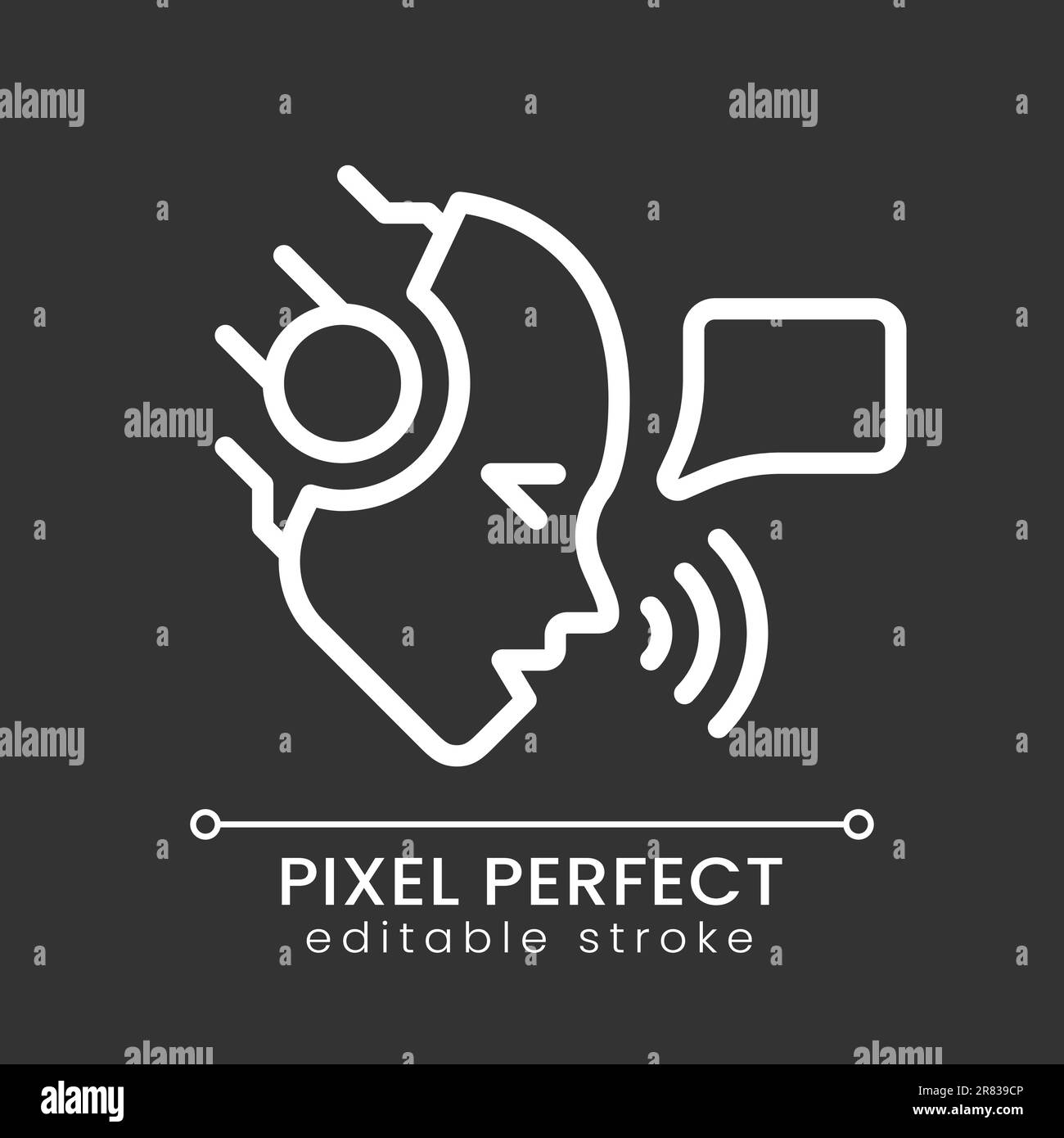 AI speaks pixel perfect white linear icon for dark theme Stock Vector