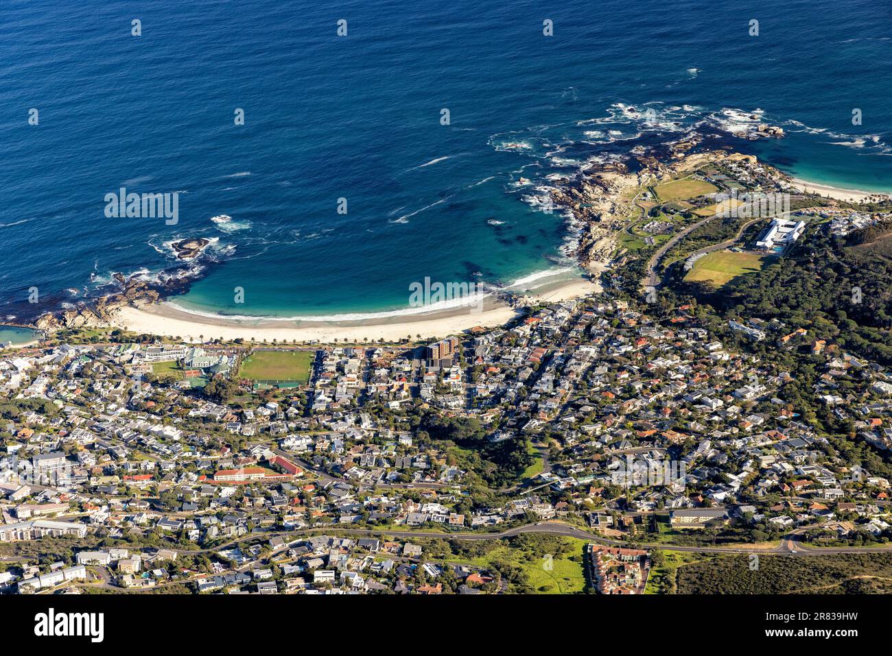 Aerial view of Camps Bay from Table Mountain - Cape Town, South Africa Stock Photo