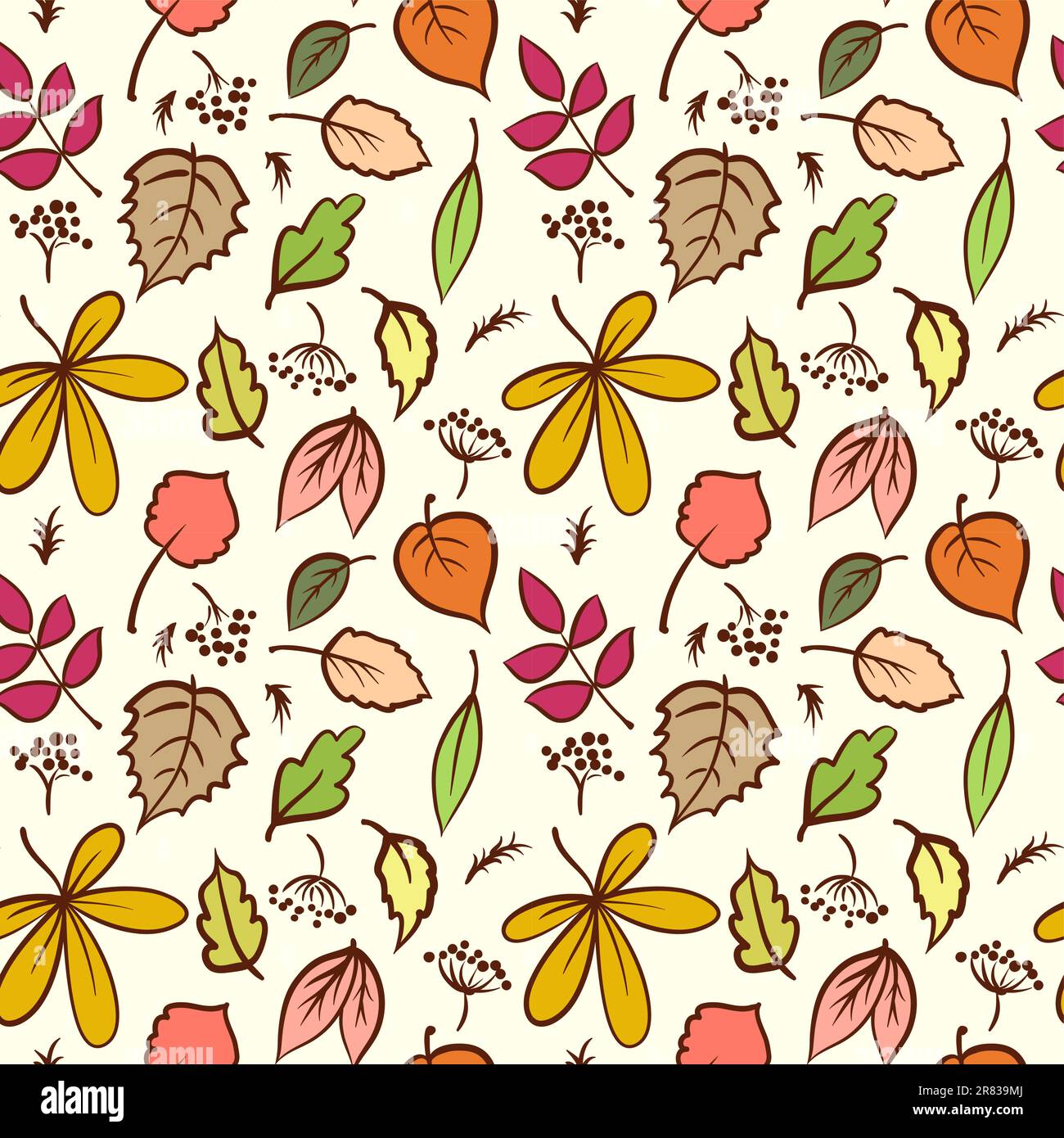 Seamless autumn leaves texture pattern. Vector background Stock Vector