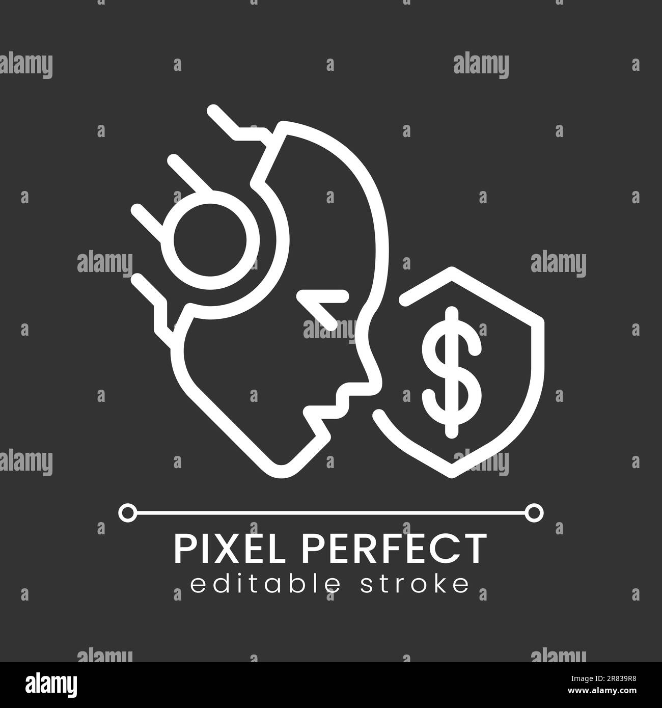 AI protects pixel perfect white linear icon for dark theme Stock Vector ...