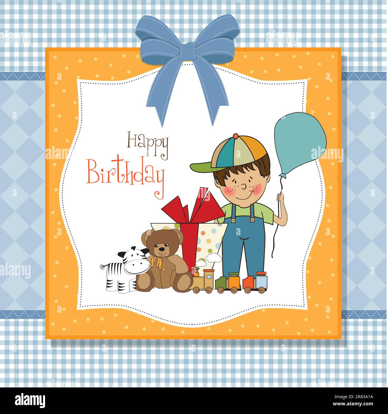 Birthday Greeting Card With Little Boy And Presents Stock Vector Image birthday-greeting-card-with-little-boy-stock-vector-image-art-alamy