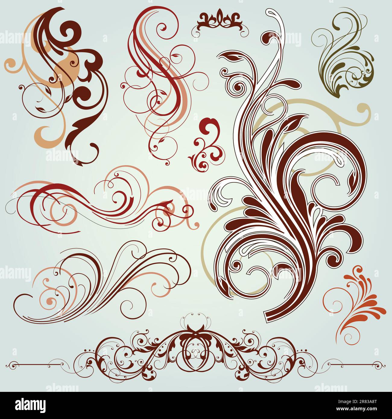 illustration drawing of floral design elements Stock Vector Image & Art ...