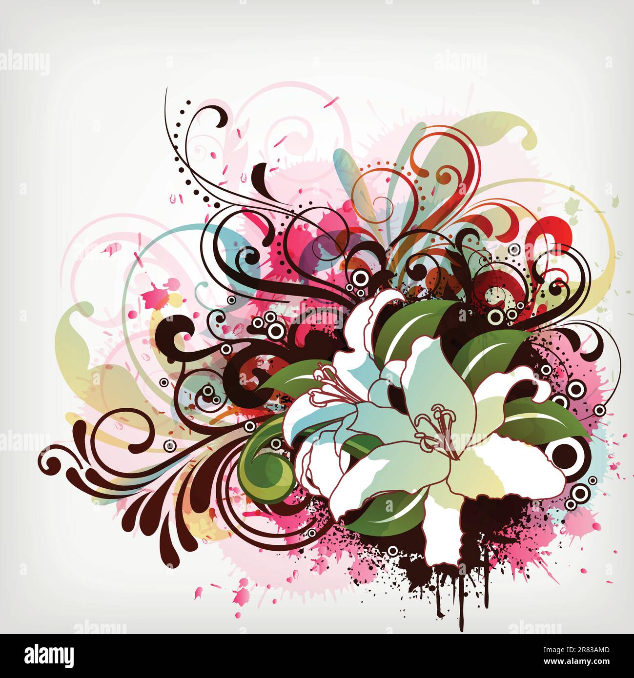 illustration drawing of floral background Stock Vector