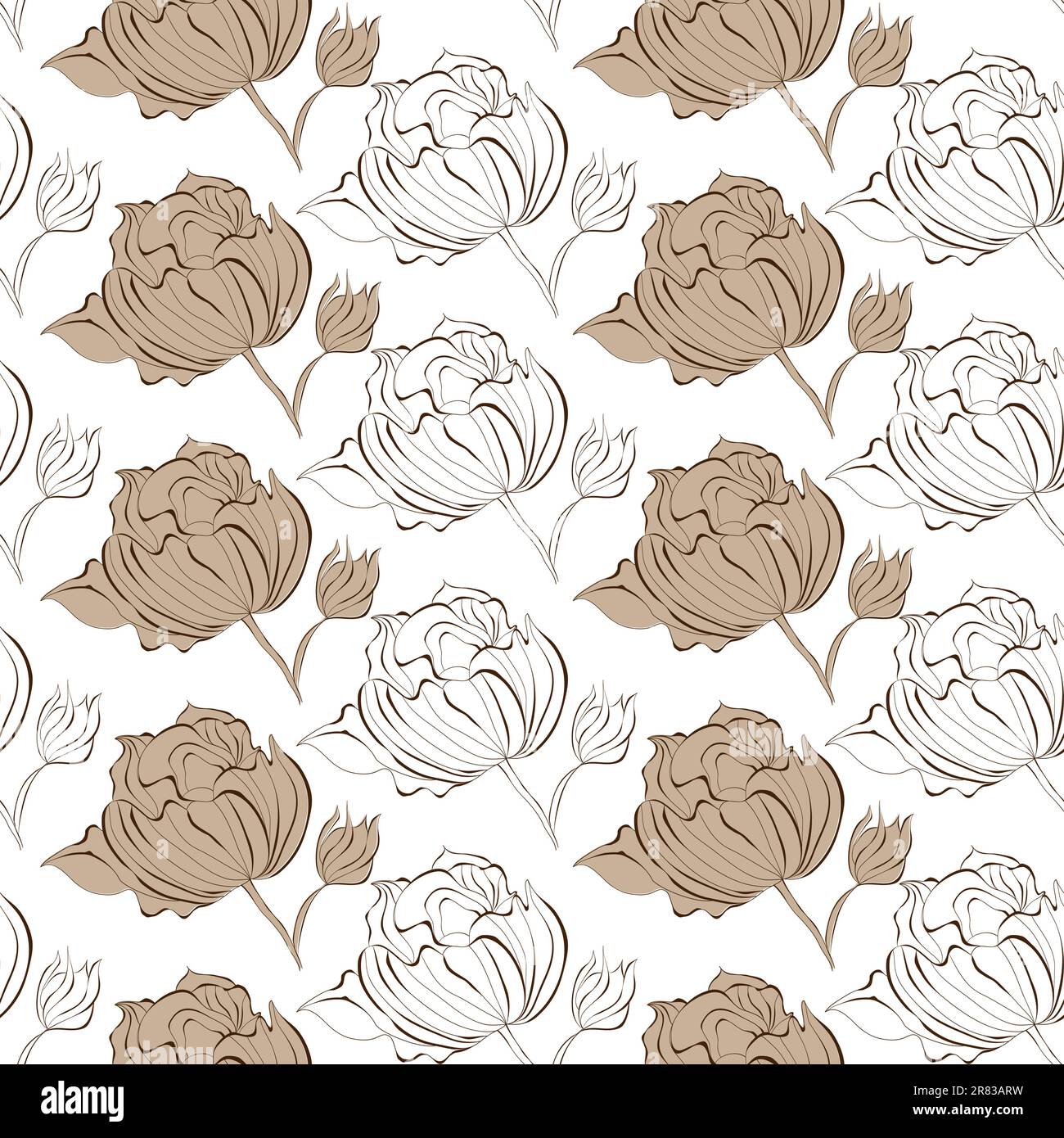 Seamless wallpaper with Peony flowers Stock Vector Image & Art - Alamy