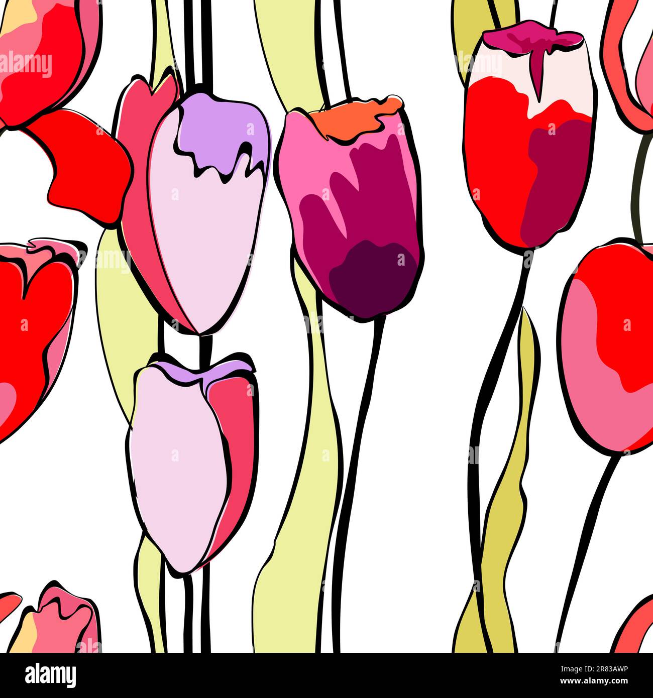 Seamless bloom and leaf pattern Stock Vector Images - Alamy