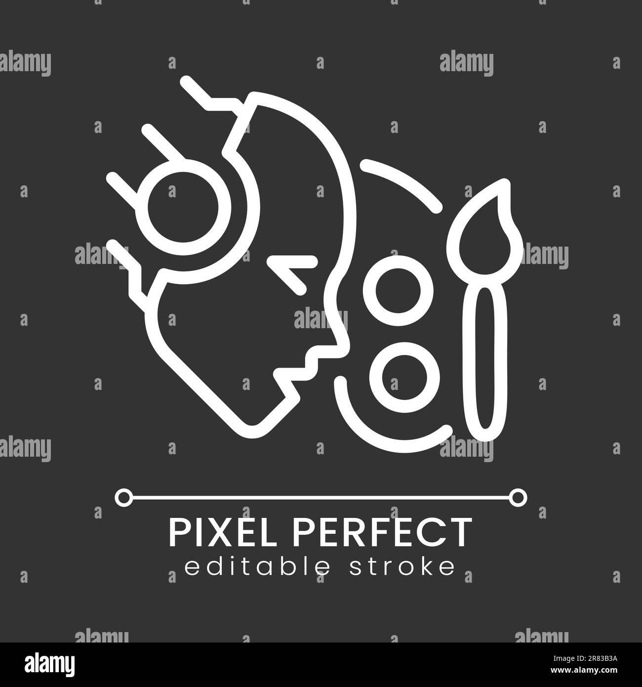 AI creates pixel perfect white linear icon for dark theme Stock Vector ...