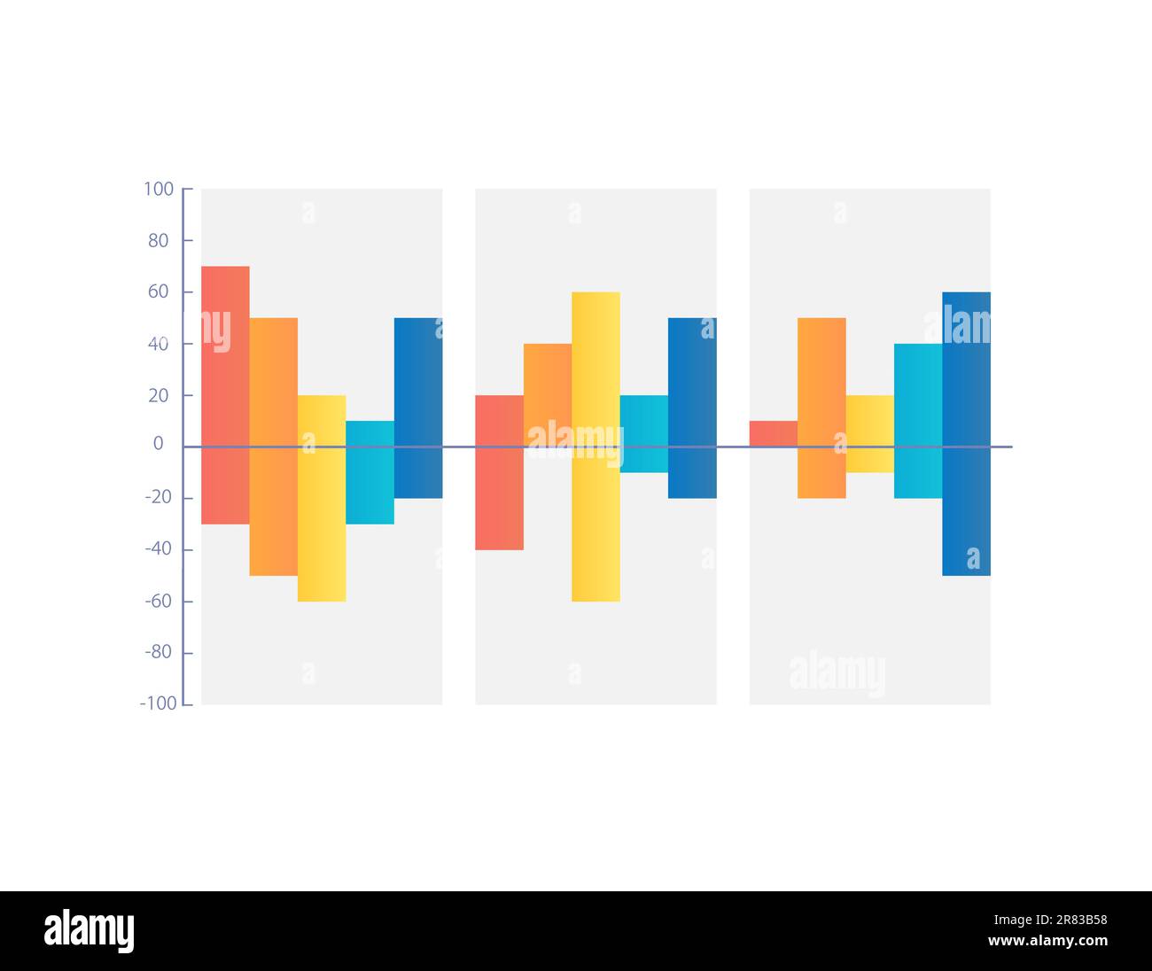 Column infographic chart design template with negative field Stock ...