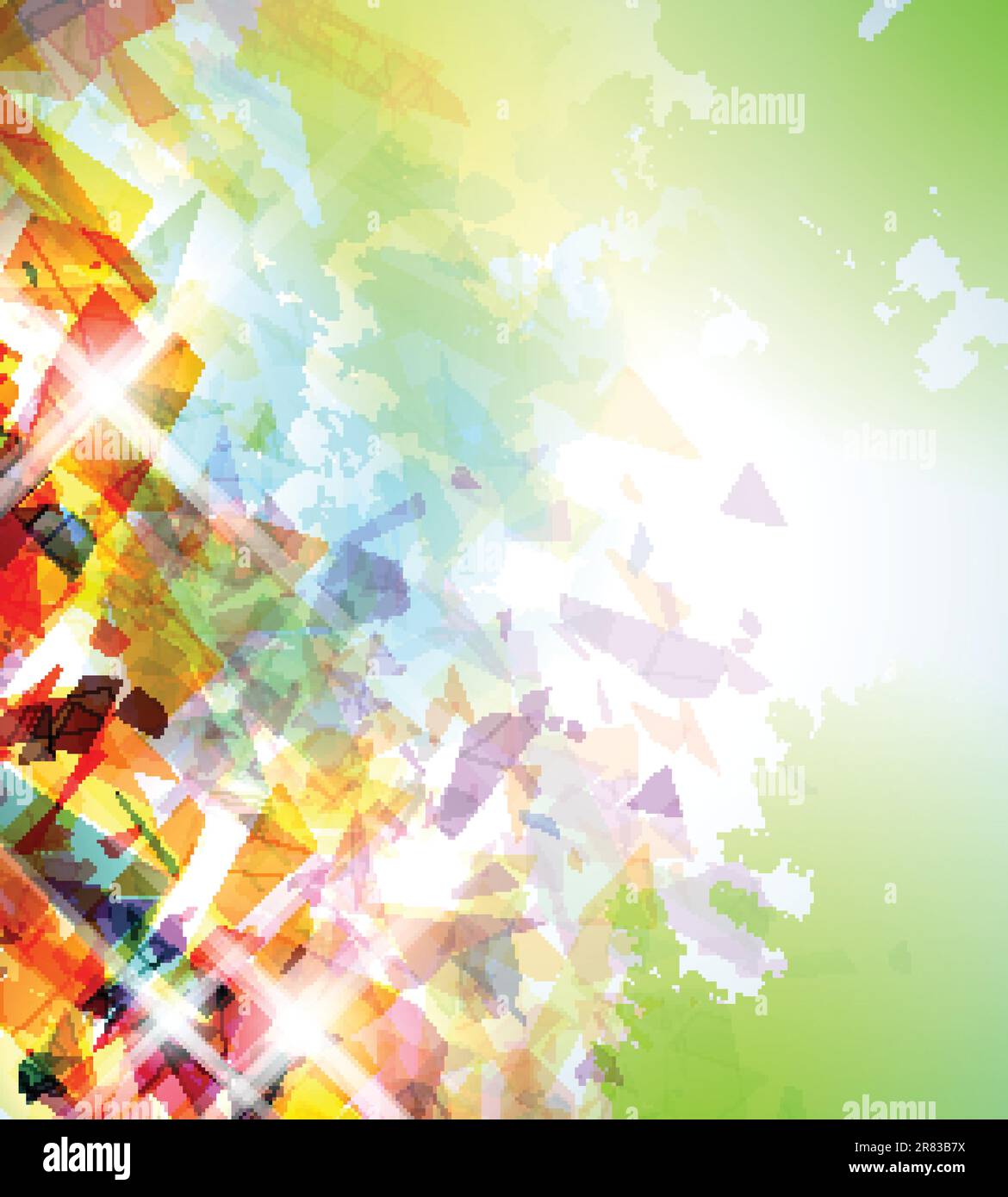 Abstract illustration with shattered elements on soft textured background. Stock Vector