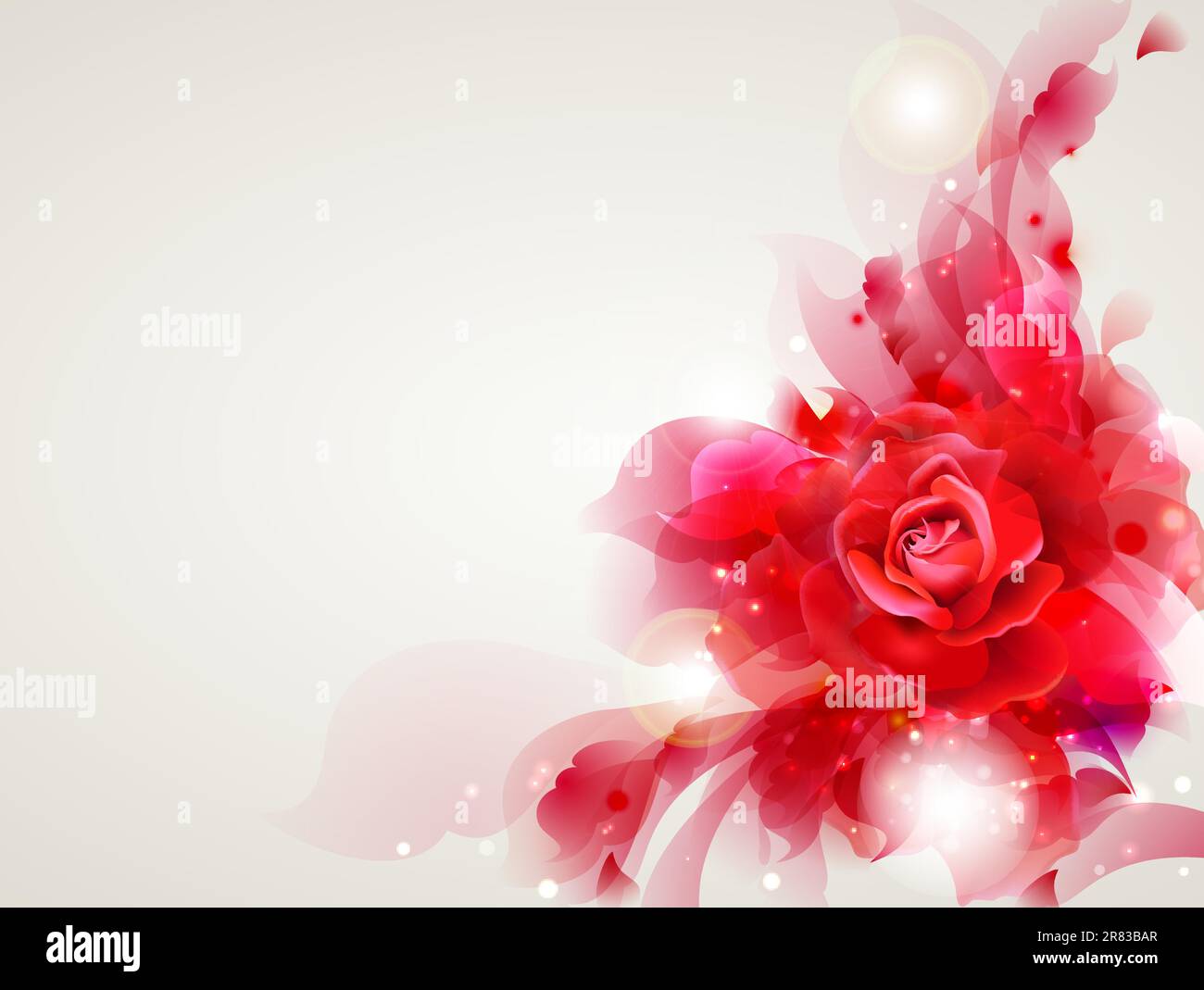 Abstract  soft  background with red rose Stock Vector