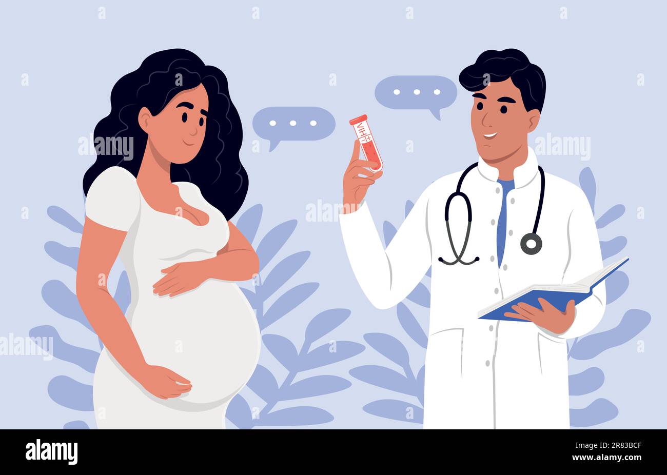 HIV testing day. HIV in pregnant women. A young smiling doctor makes an