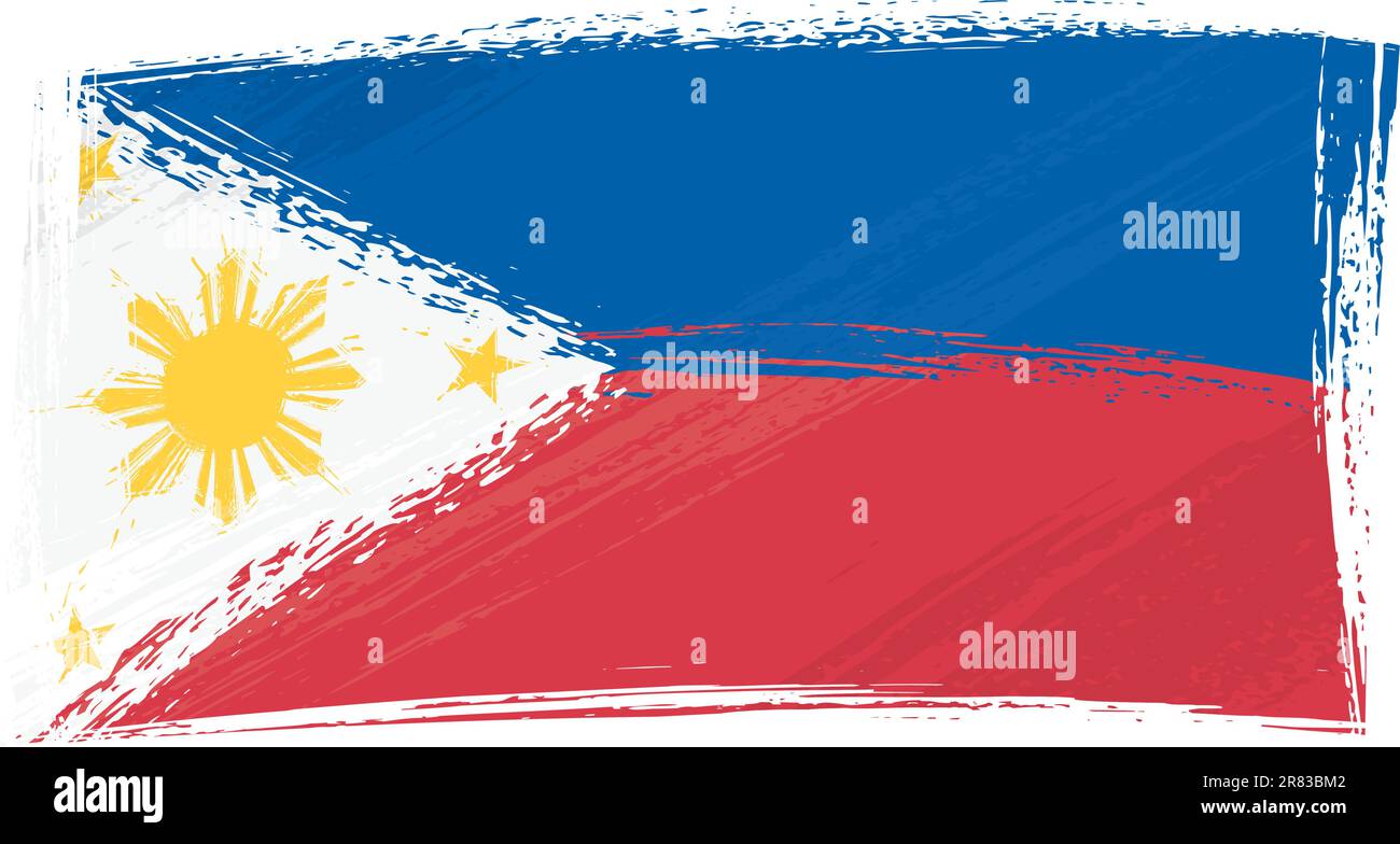 Philippines national flag created in grunge style Stock Vector