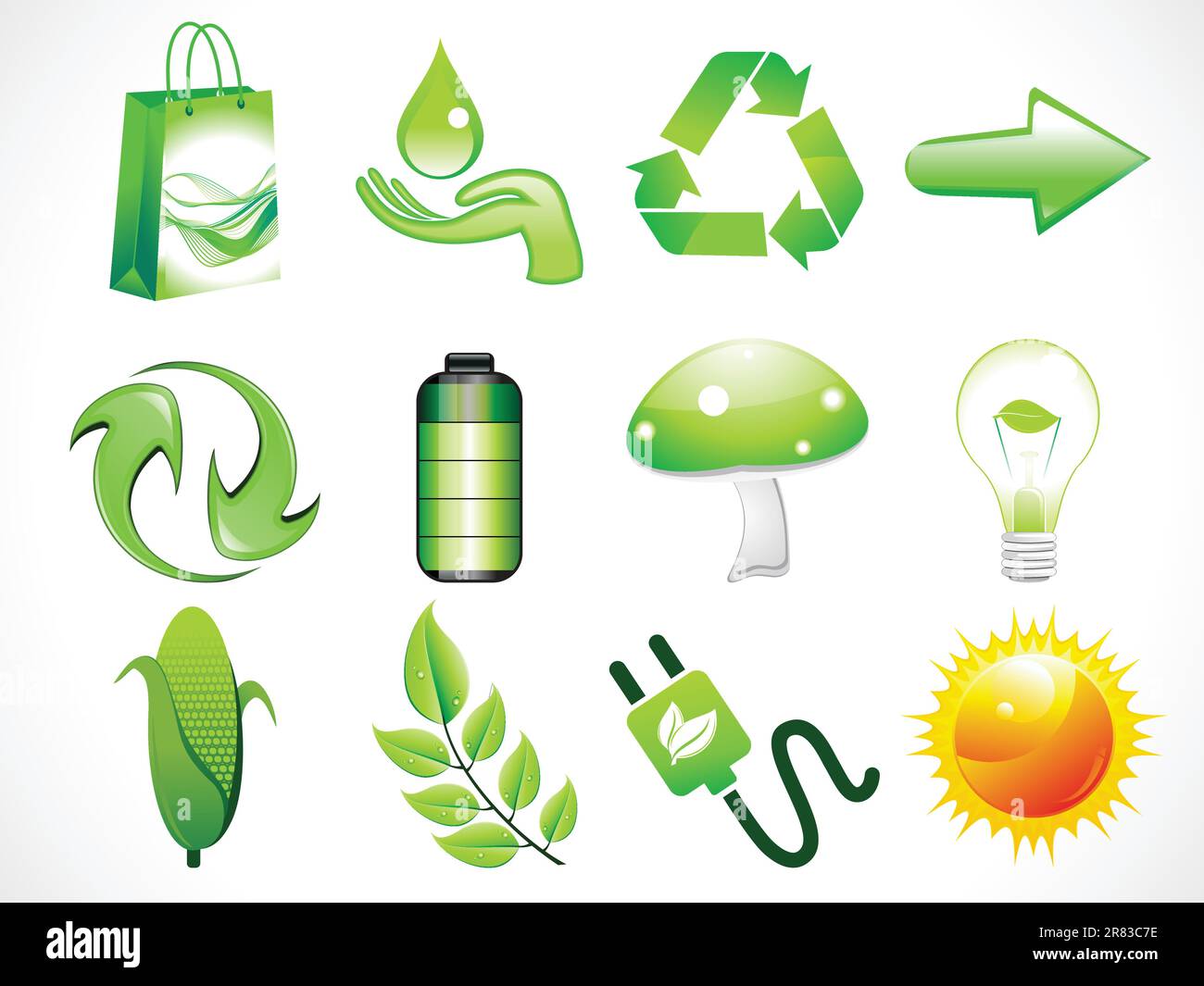 abstract shiny eco icons set vector illustration Stock Vector
