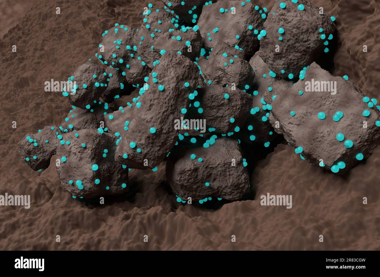 Rock captured the carbon dioxide gas bubbles - closeup view 3d illustration Stock Photo