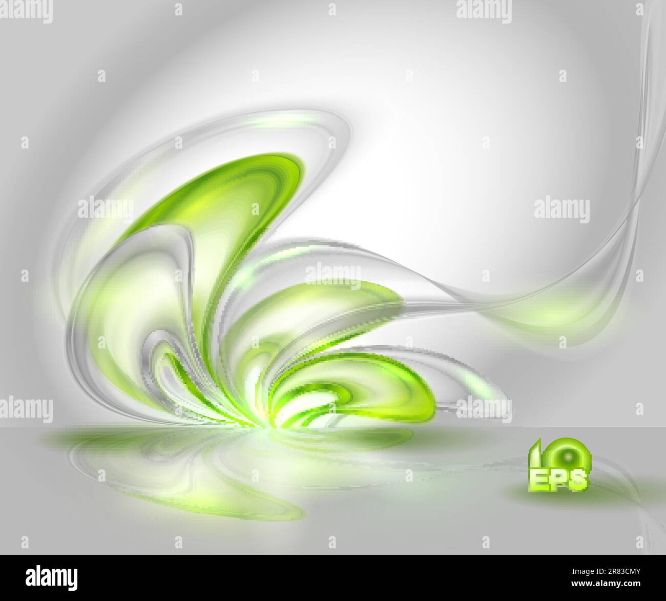 Abstract gray waving background with green elements Stock Vector