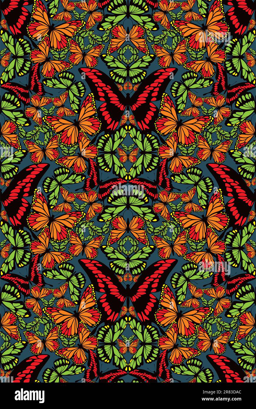 Seamless pattern with stylized vector butterflies Stock Vector