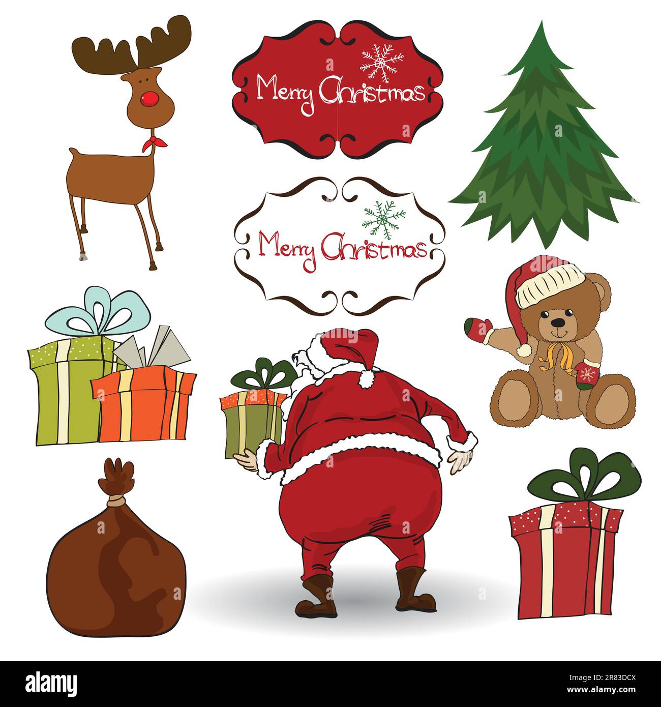 Christmas elements set isolated on white background Stock Vector