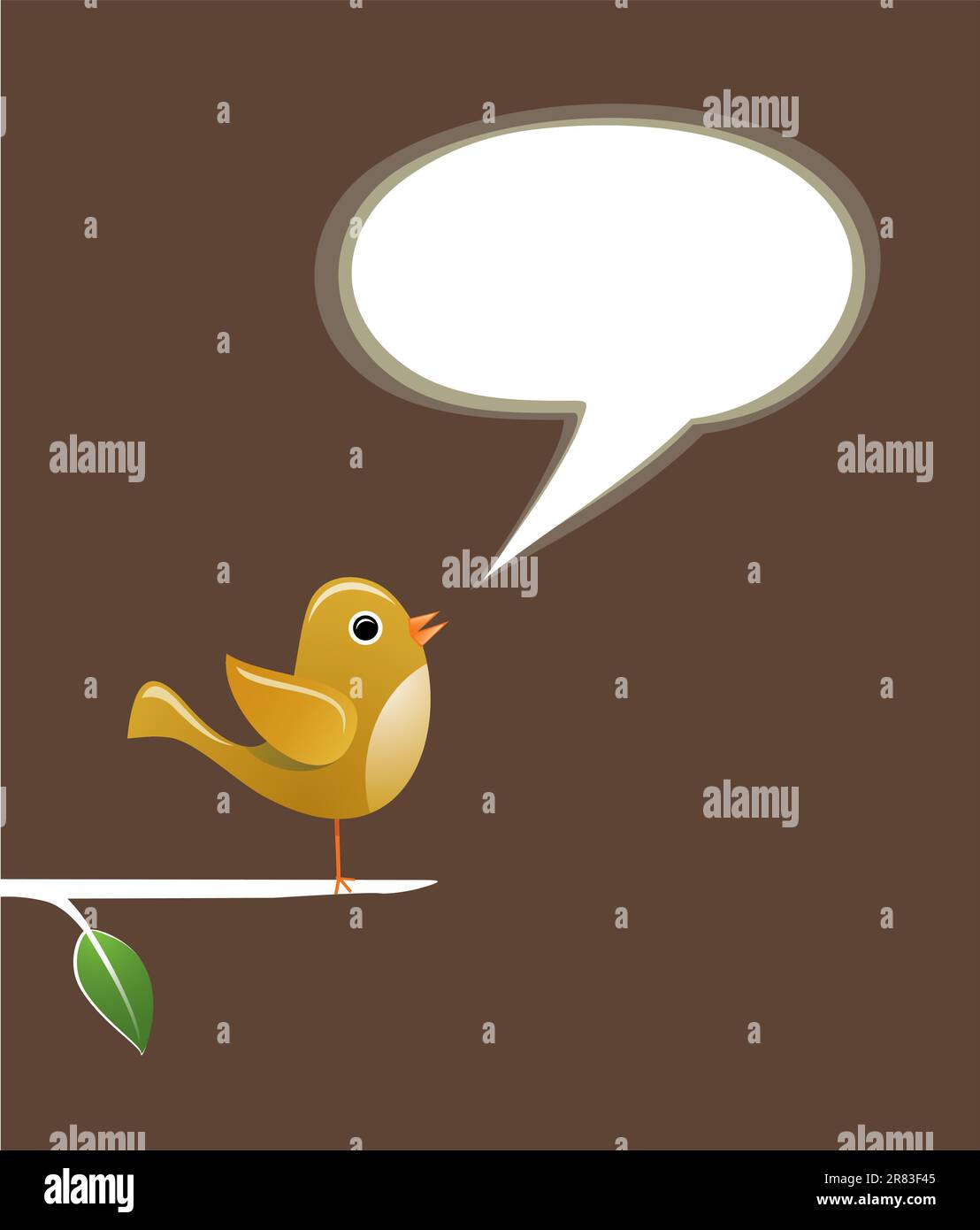 Modern communication concept bird in tree with speech bubble. Vector