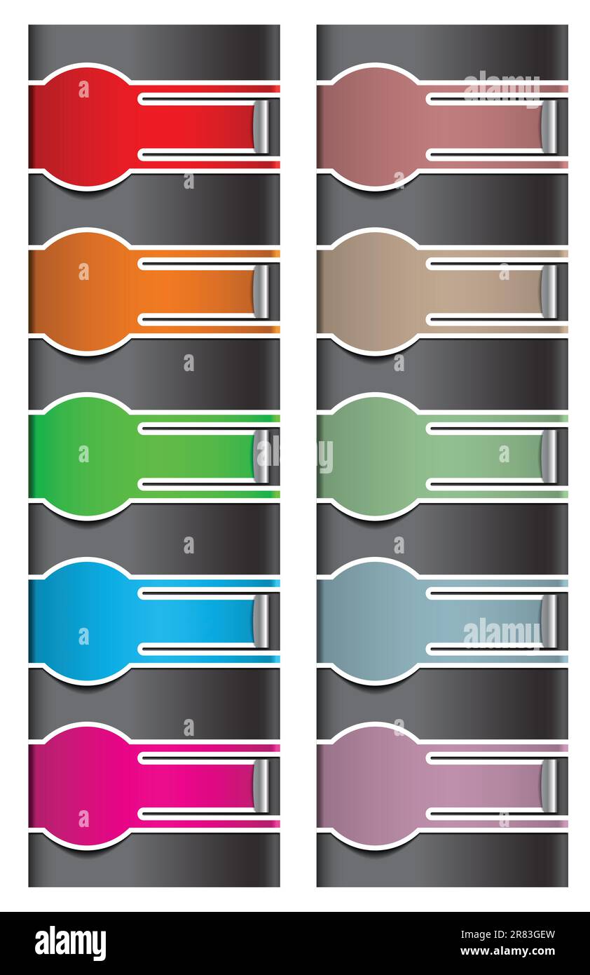 Web elements. Blank colorful stickers on black. Vector illustration Stock Vector