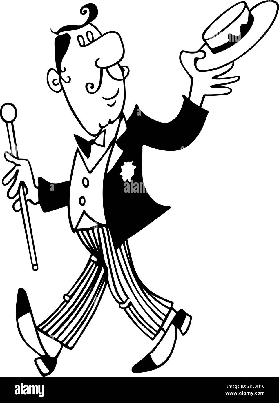 Gentleman going for a walk with hat and stick Stock Vector