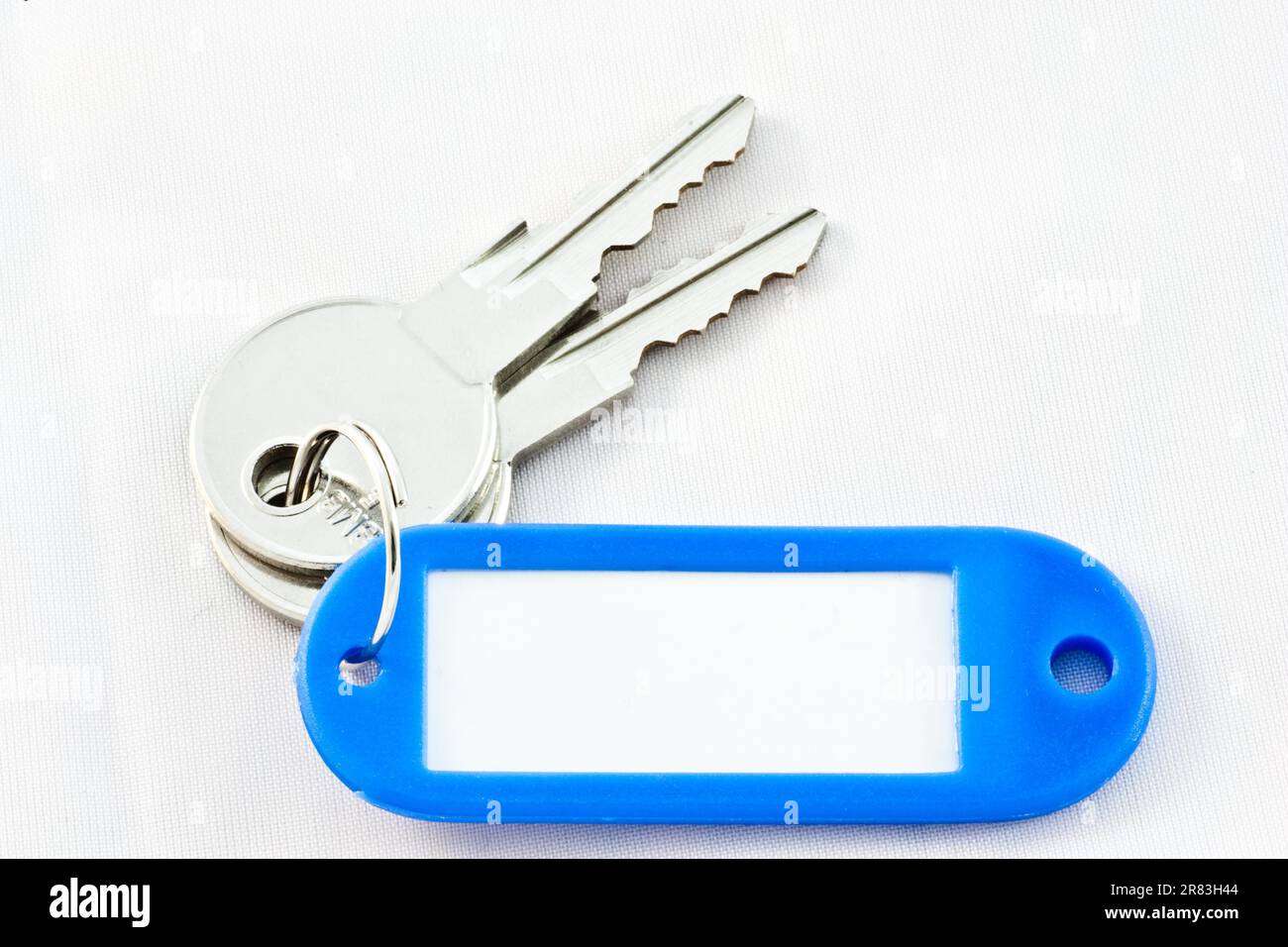 Bunch of keys with blank label isolated on white. Easy to add your own