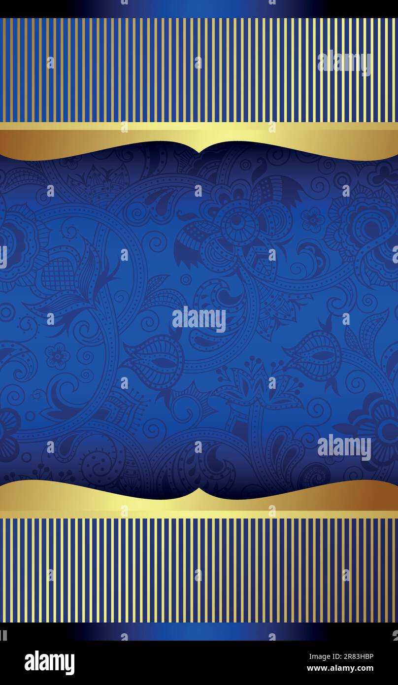 Illustration of abstract blue floral and gold background Stock Vector ...