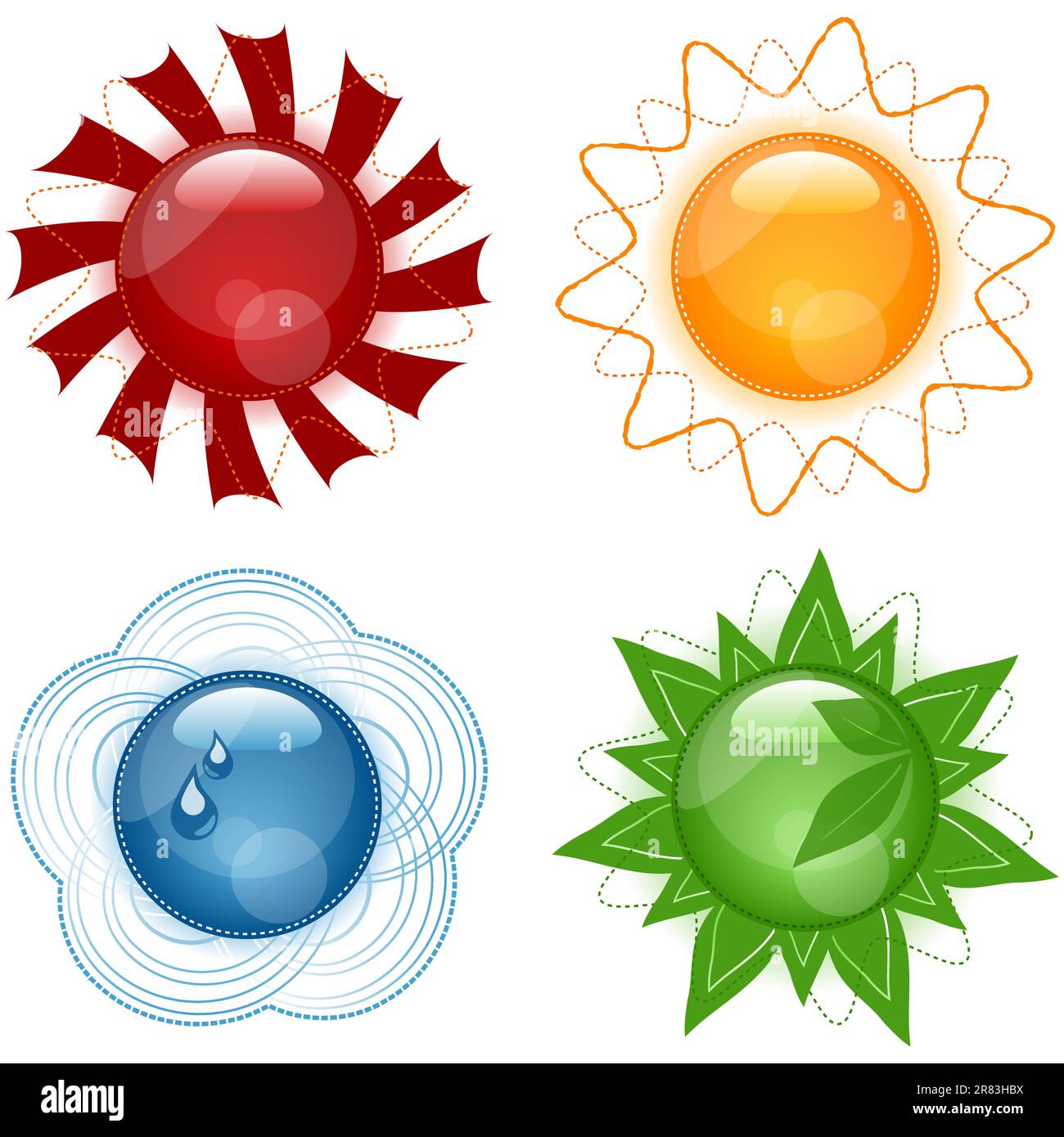 Vector Modern Glassy Weather Symbols Icons Set Stock Vector