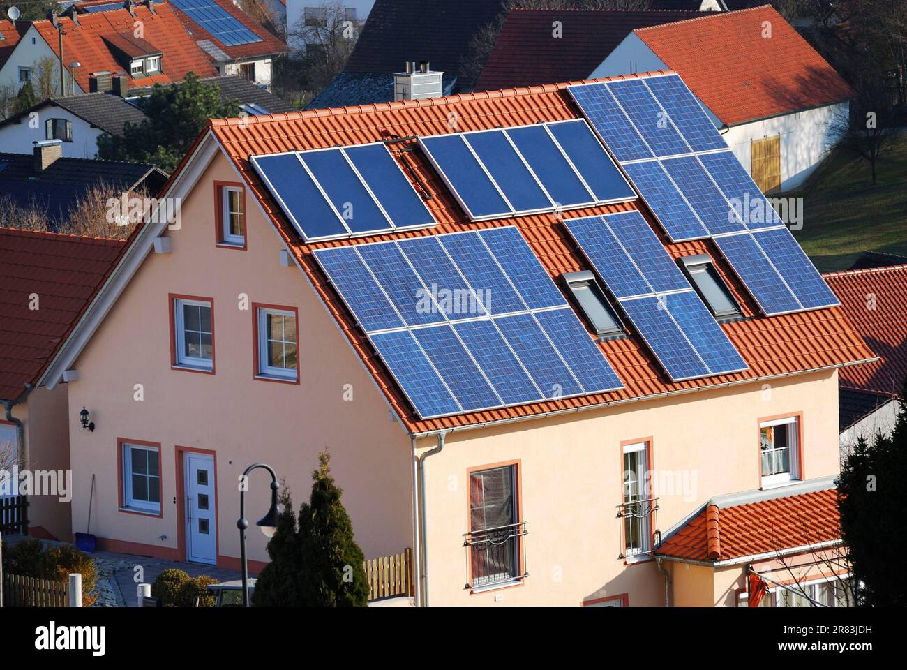 House using renewable alternative energy Stock Photo